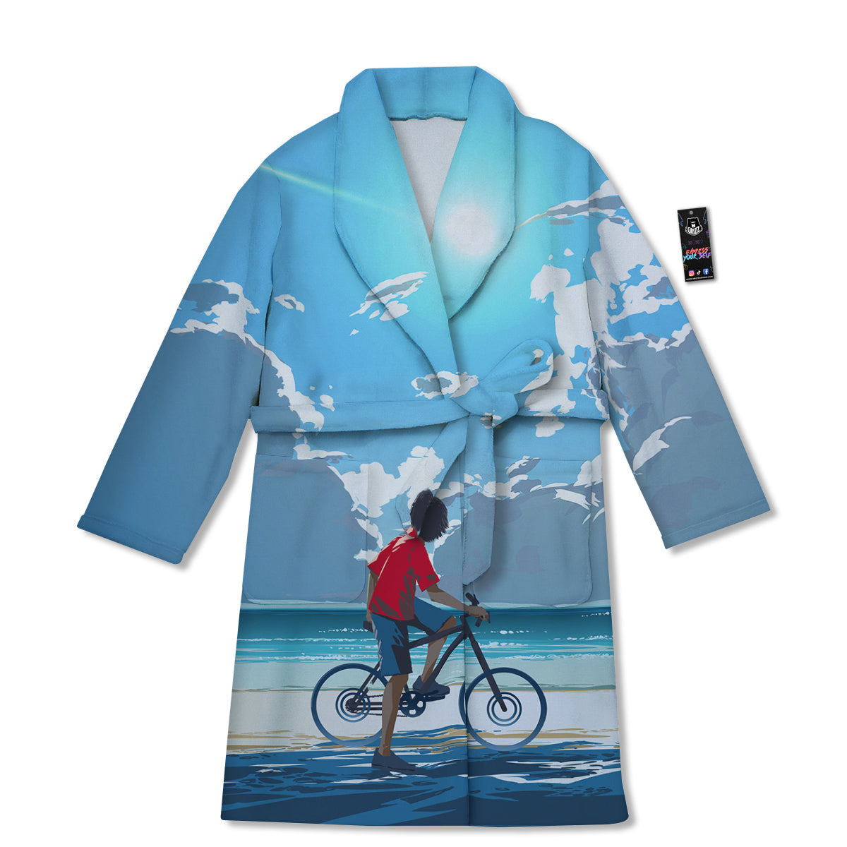 Young Man Looking At The Meteor Print Bathrobe-grizzshop
