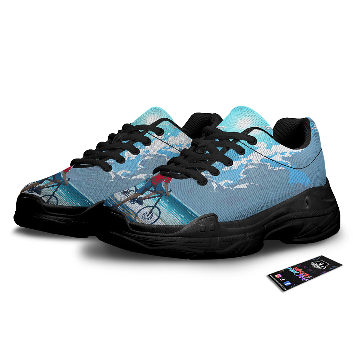 Young Man Looking At The Meteor Print Black Chunky Shoes-grizzshop