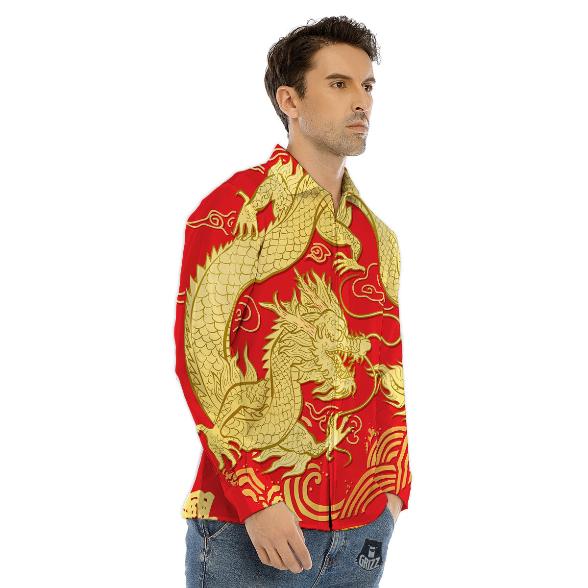 Young Man Looking At The Meteor Print Men's Dress Shirts-grizzshop