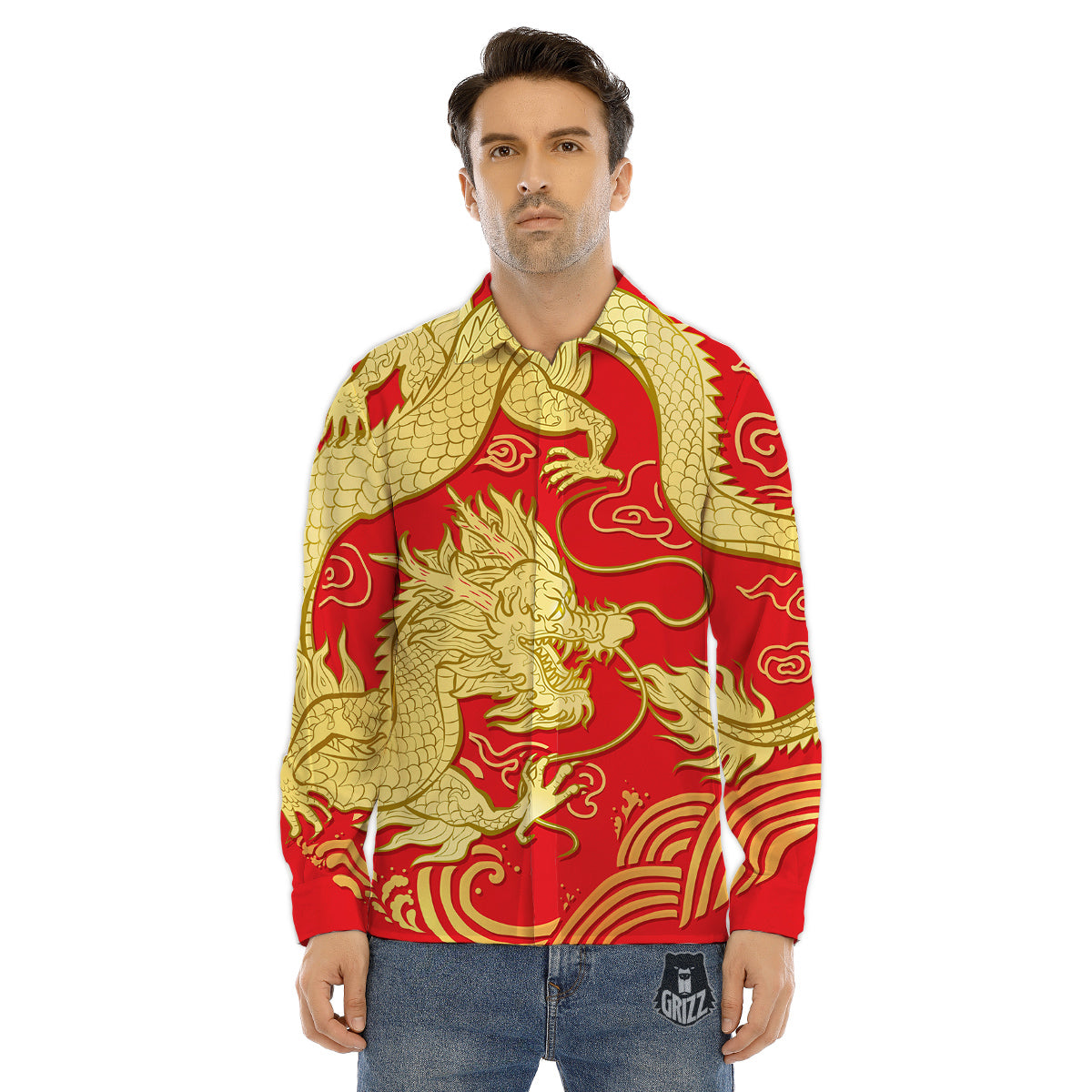 Young Man Looking At The Meteor Print Men's Dress Shirts-grizzshop