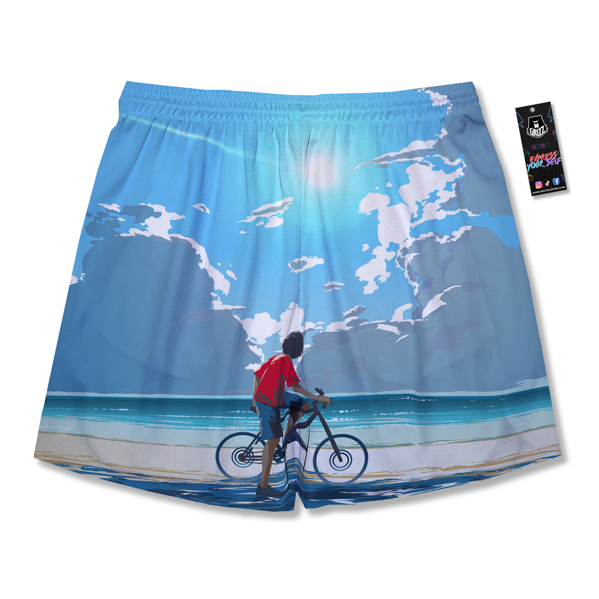 Young Man Looking At The Meteor Print Men's Running Shorts-grizzshop