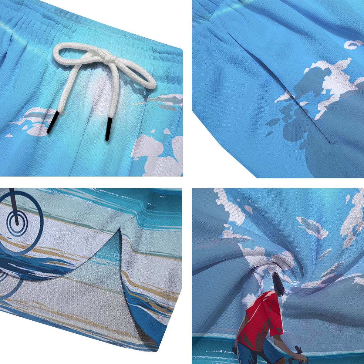Young Man Looking At The Meteor Print Men's Running Shorts-grizzshop