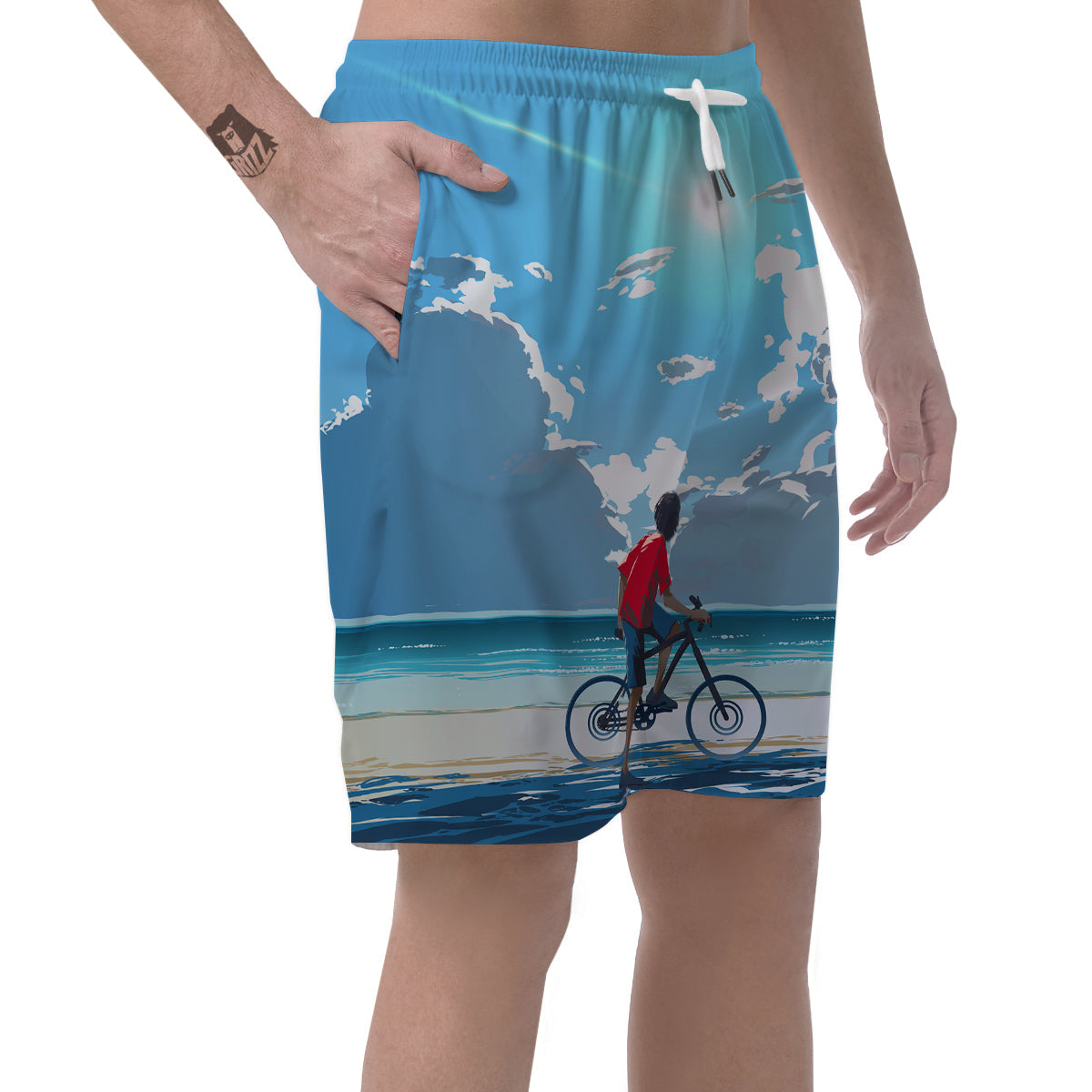 Young Man Looking At The Meteor Print Men's Shorts-grizzshop