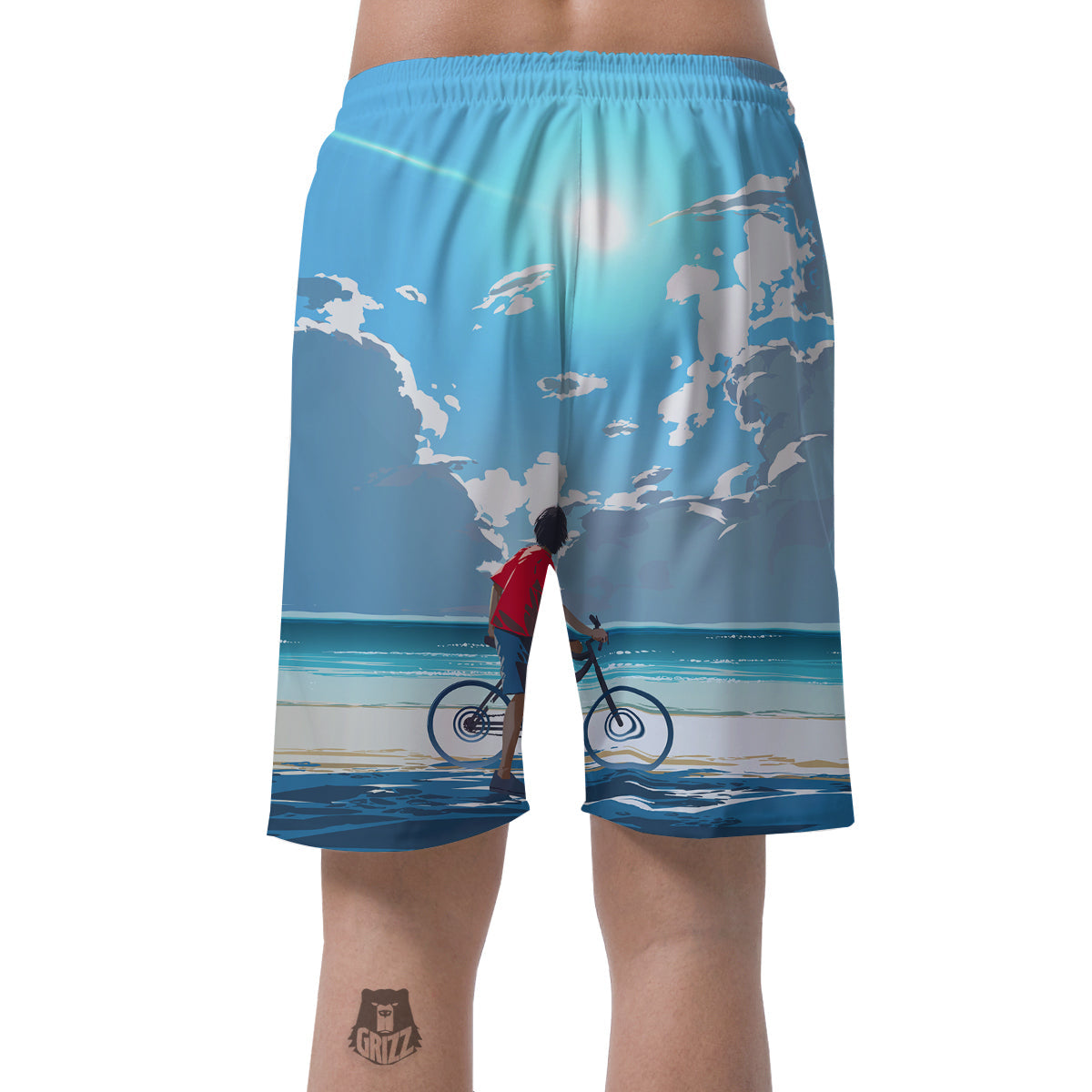 Young Man Looking At The Meteor Print Men's Shorts-grizzshop