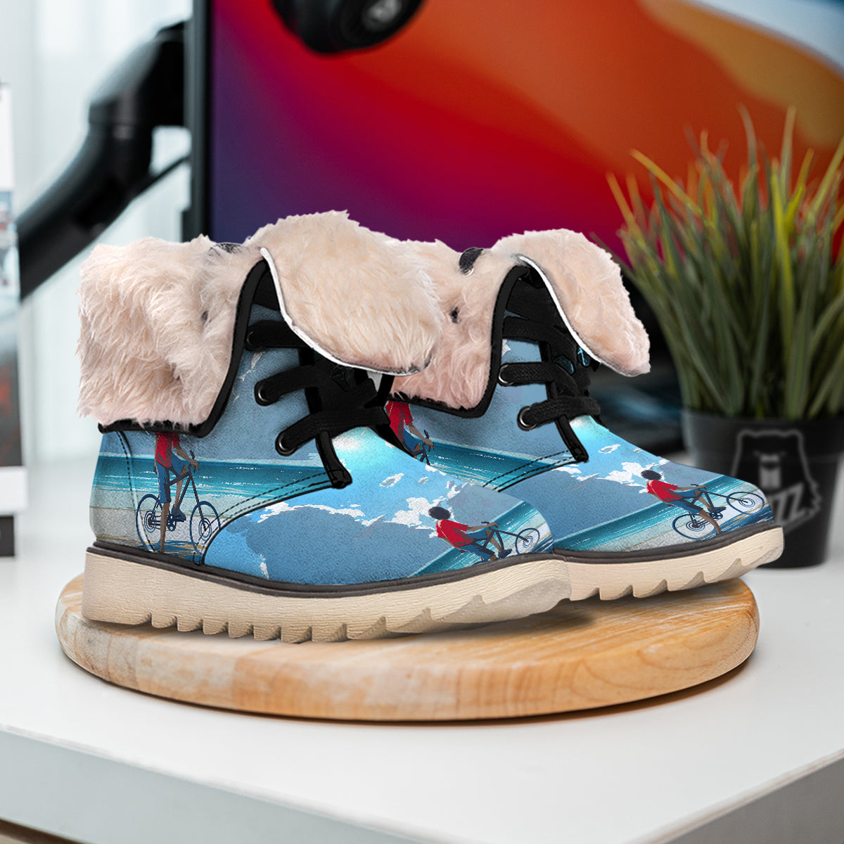 Young Man Looking At The Meteor Print Snow Boots-grizzshop