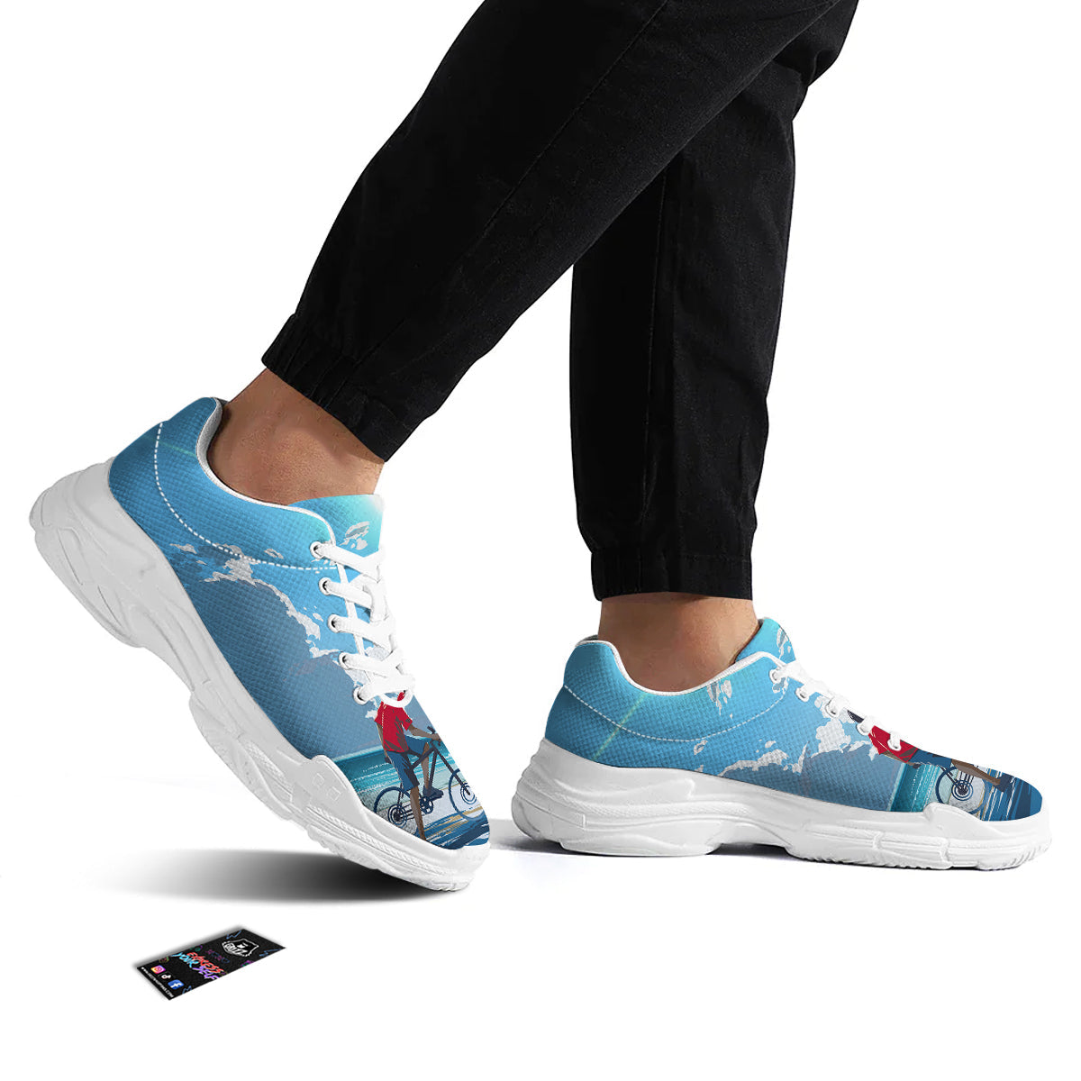Young Man Looking At The Meteor Print White Chunky Shoes-grizzshop