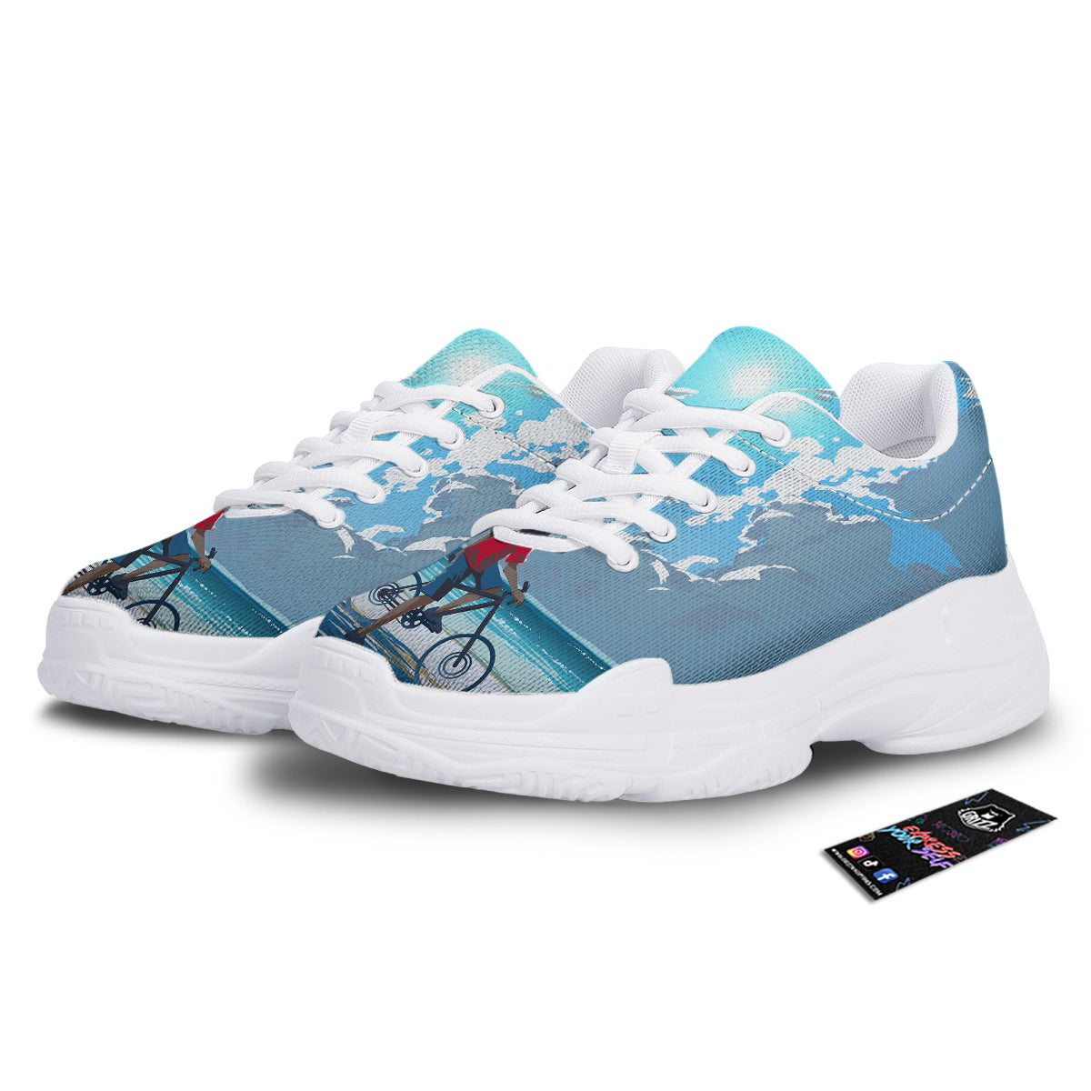 Young Man Looking At The Meteor Print White Chunky Shoes-grizzshop