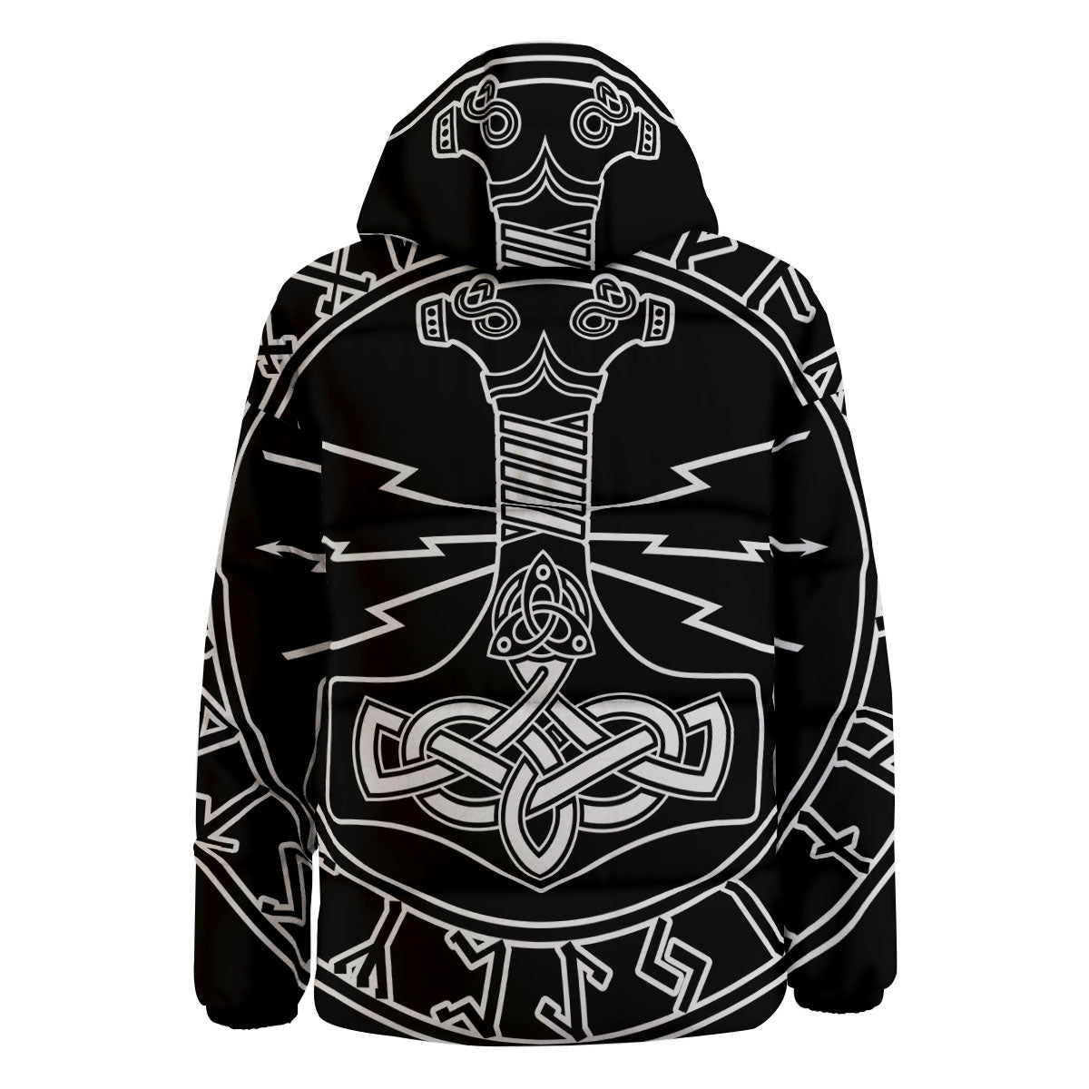 Younger Futhark And Mjolnir Print Down Jacket-grizzshop