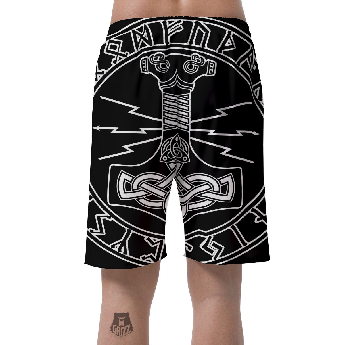 Younger Futhark And Mjolnir Print Men's Shorts-grizzshop