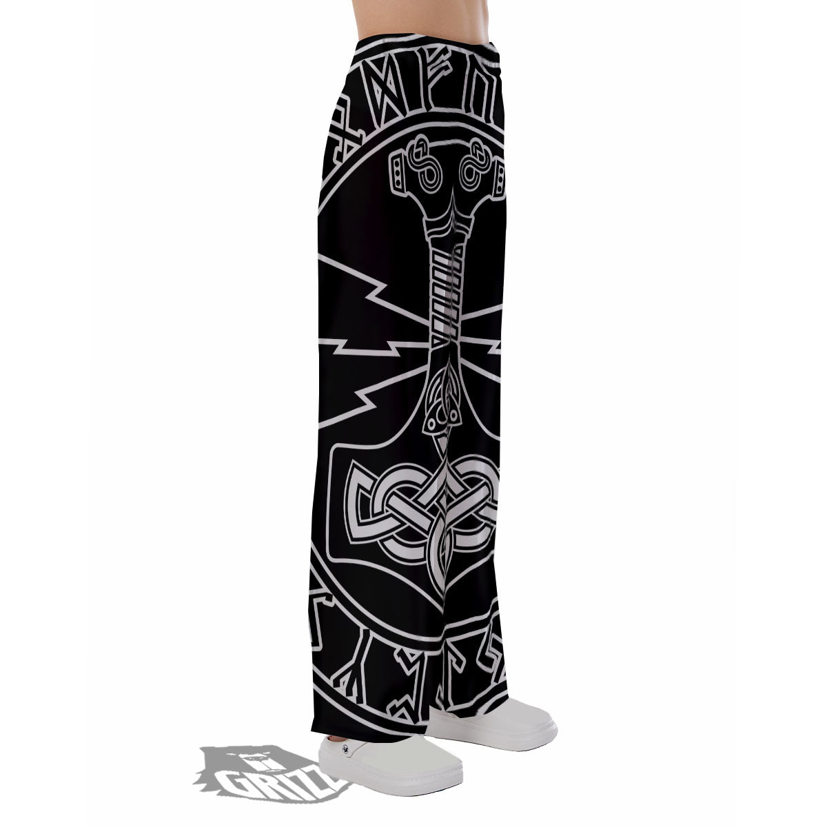 Younger Futhark And Mjolnir Print Pajama Pants-grizzshop