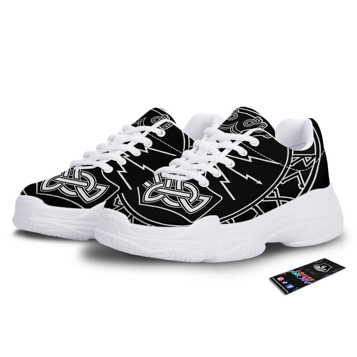 Younger Futhark And Mjolnir Print White Chunky Shoes-grizzshop