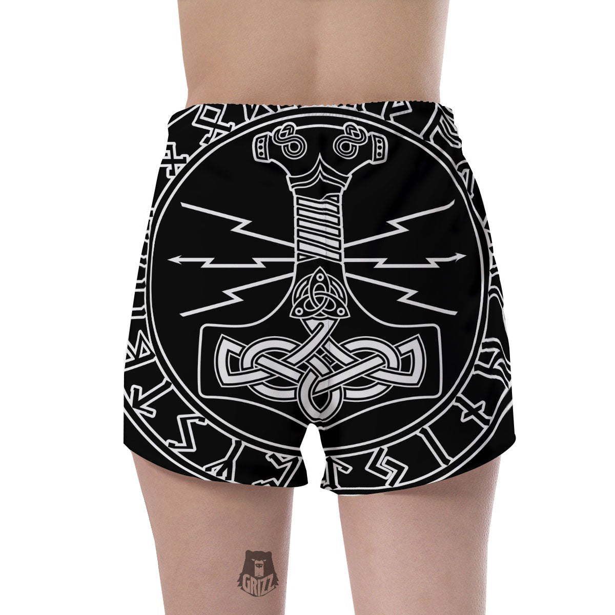 Younger Futhark And Mjolnir Print Women's Shorts-grizzshop