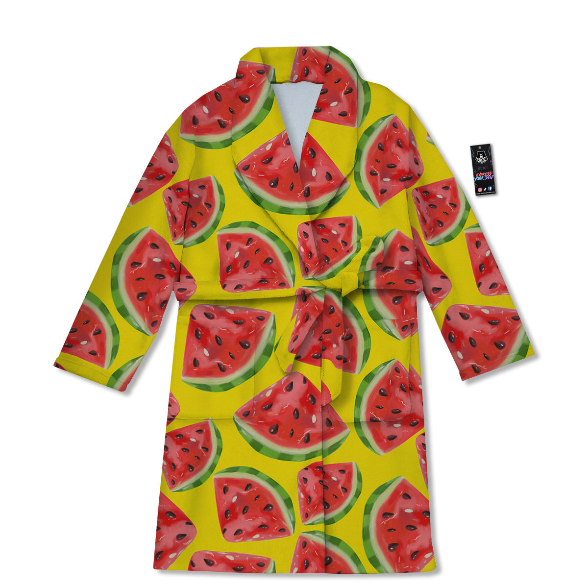 Yummy Watermelon Pieces Print Pattern Bathrobe-grizzshop