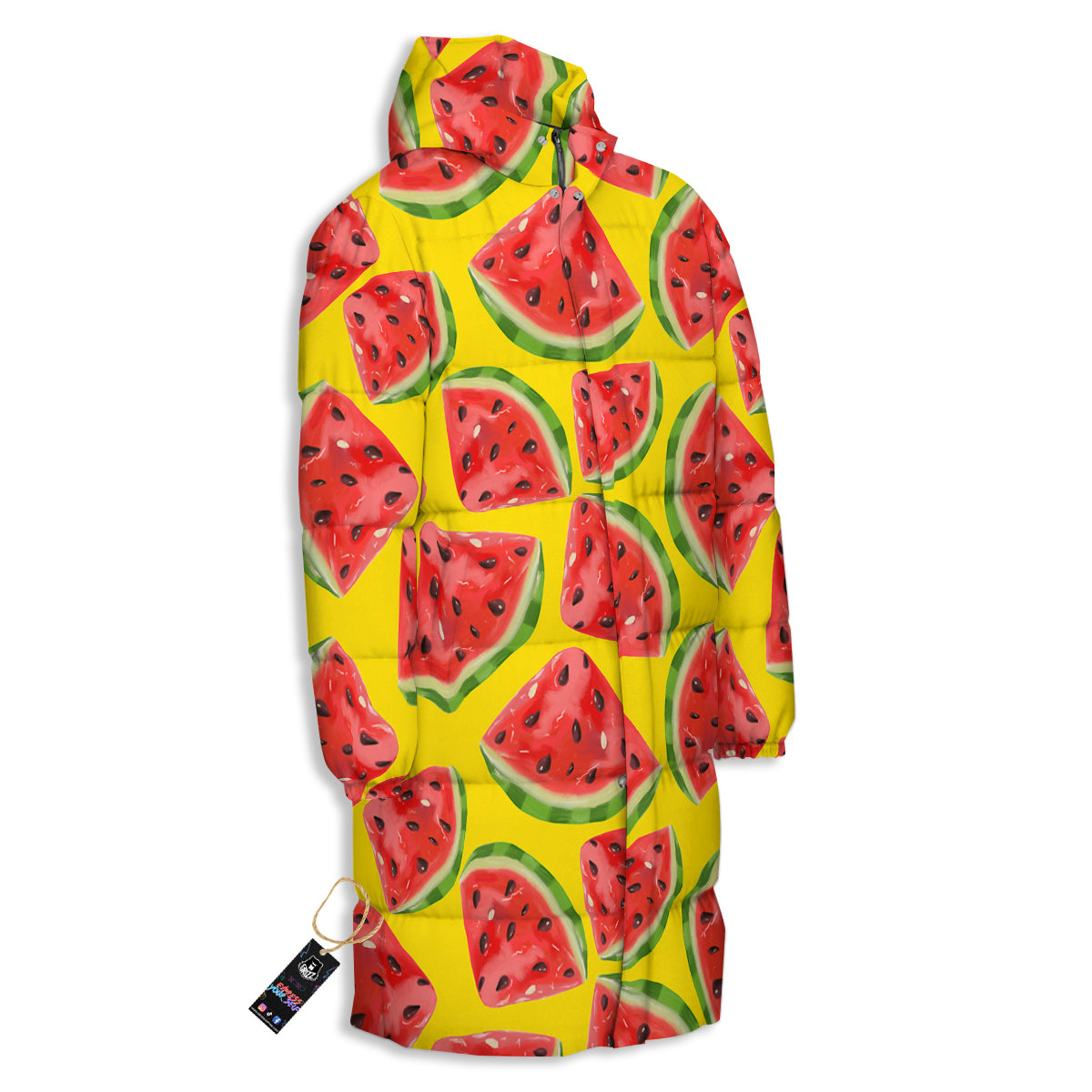 Yummy Watermelon Pieces Print Pattern Long Down Jacket-grizzshop