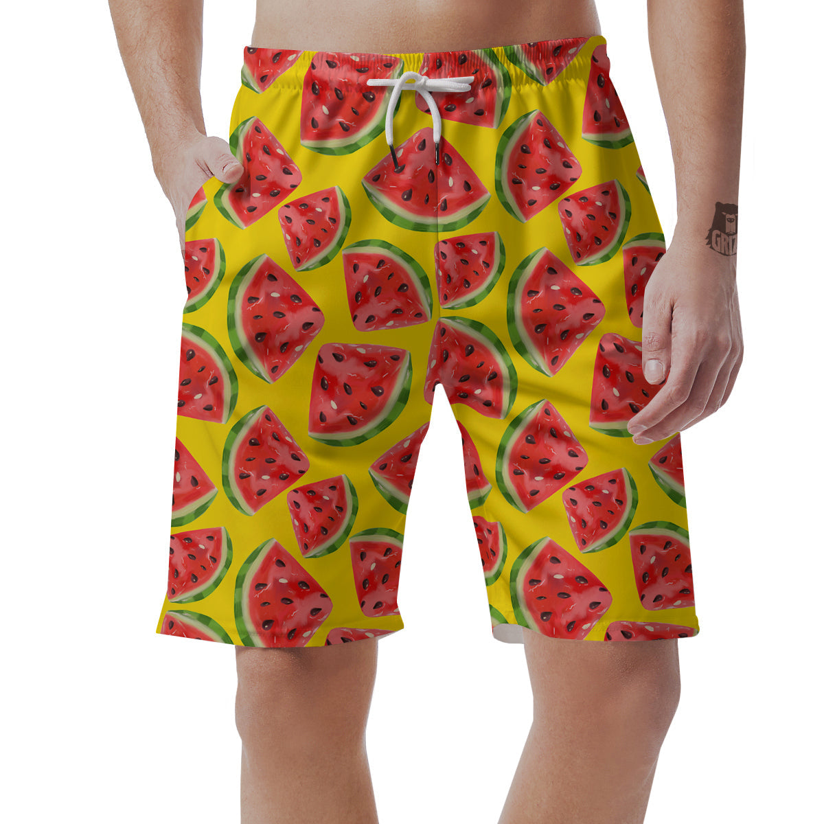 Yummy Watermelon Pieces Print Pattern Men's Shorts-grizzshop