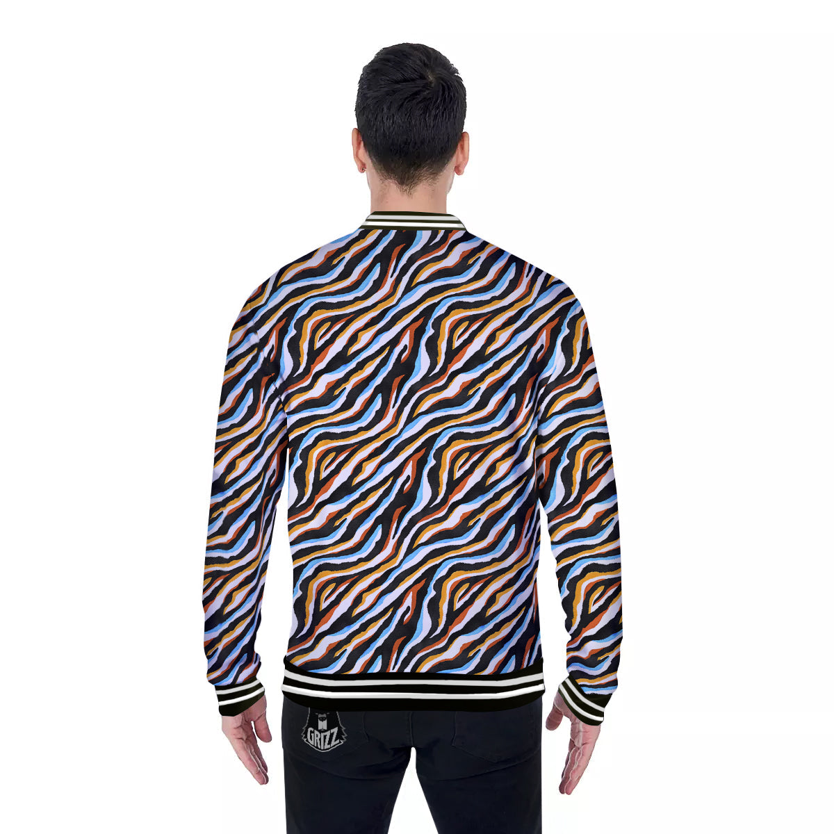 Zebra Abstract Print Pattern Baseball Jacket-grizzshop
