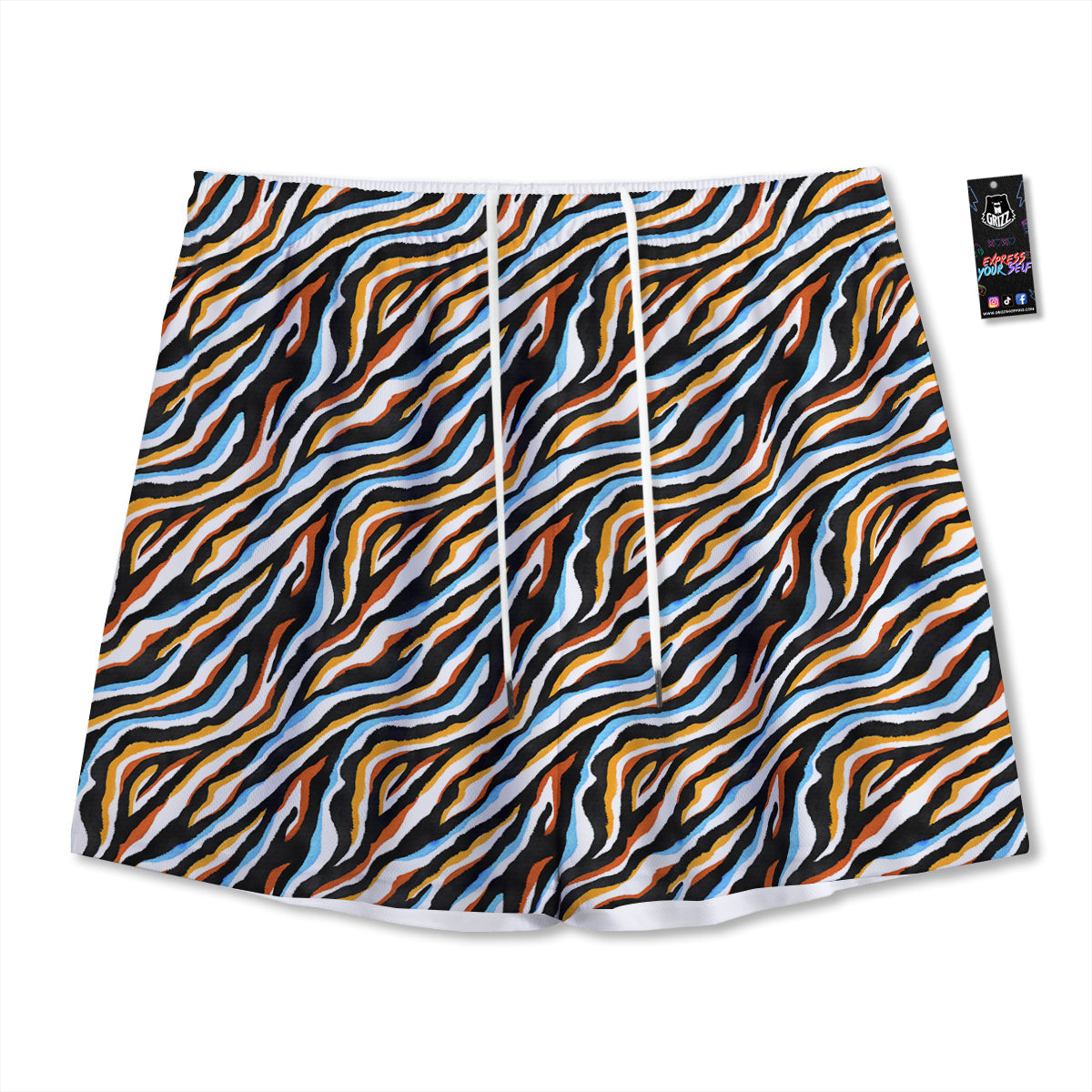 Zebra Abstract Print Pattern Mesh Shorts-grizzshop