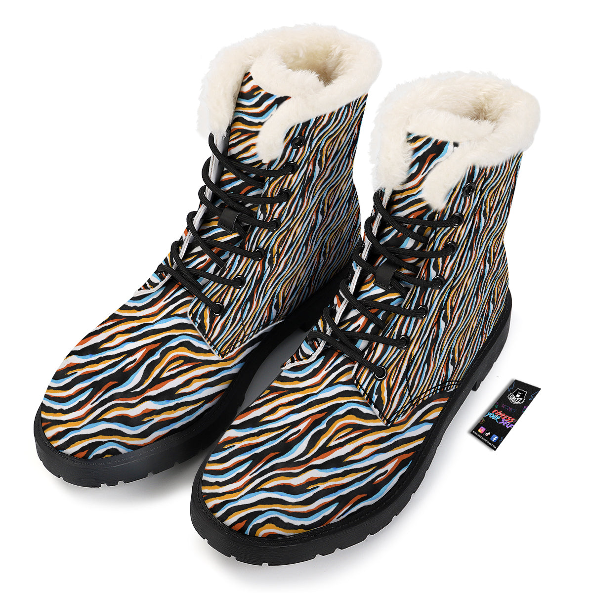 Zebra Abstract Print Pattern Winter Boots-grizzshop