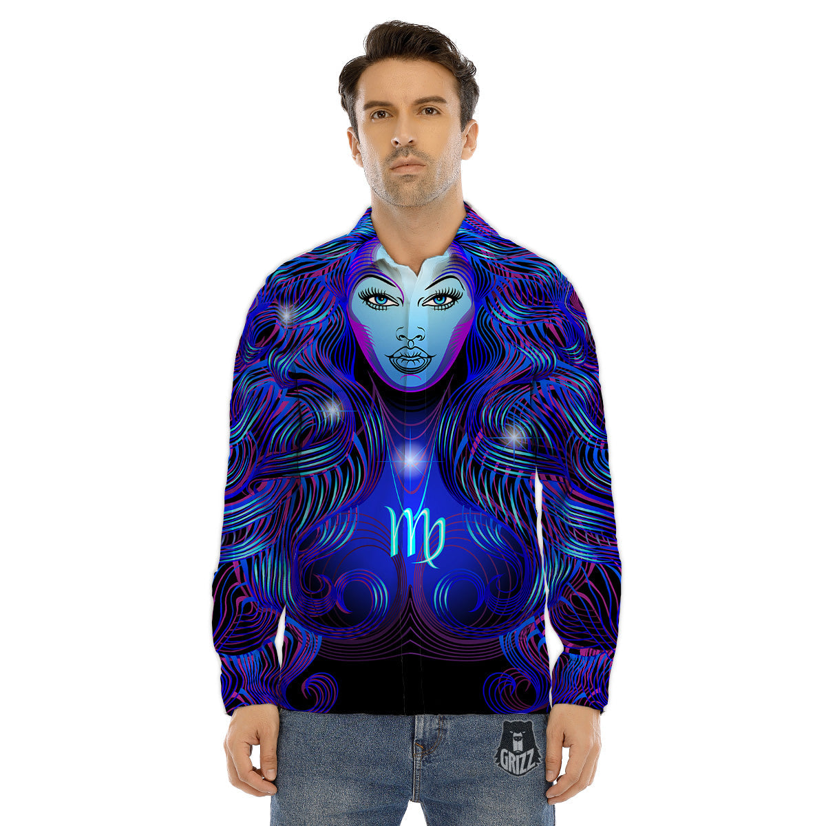 Zebra Black Blue Print Pattern Men's Dress Shirts-grizzshop
