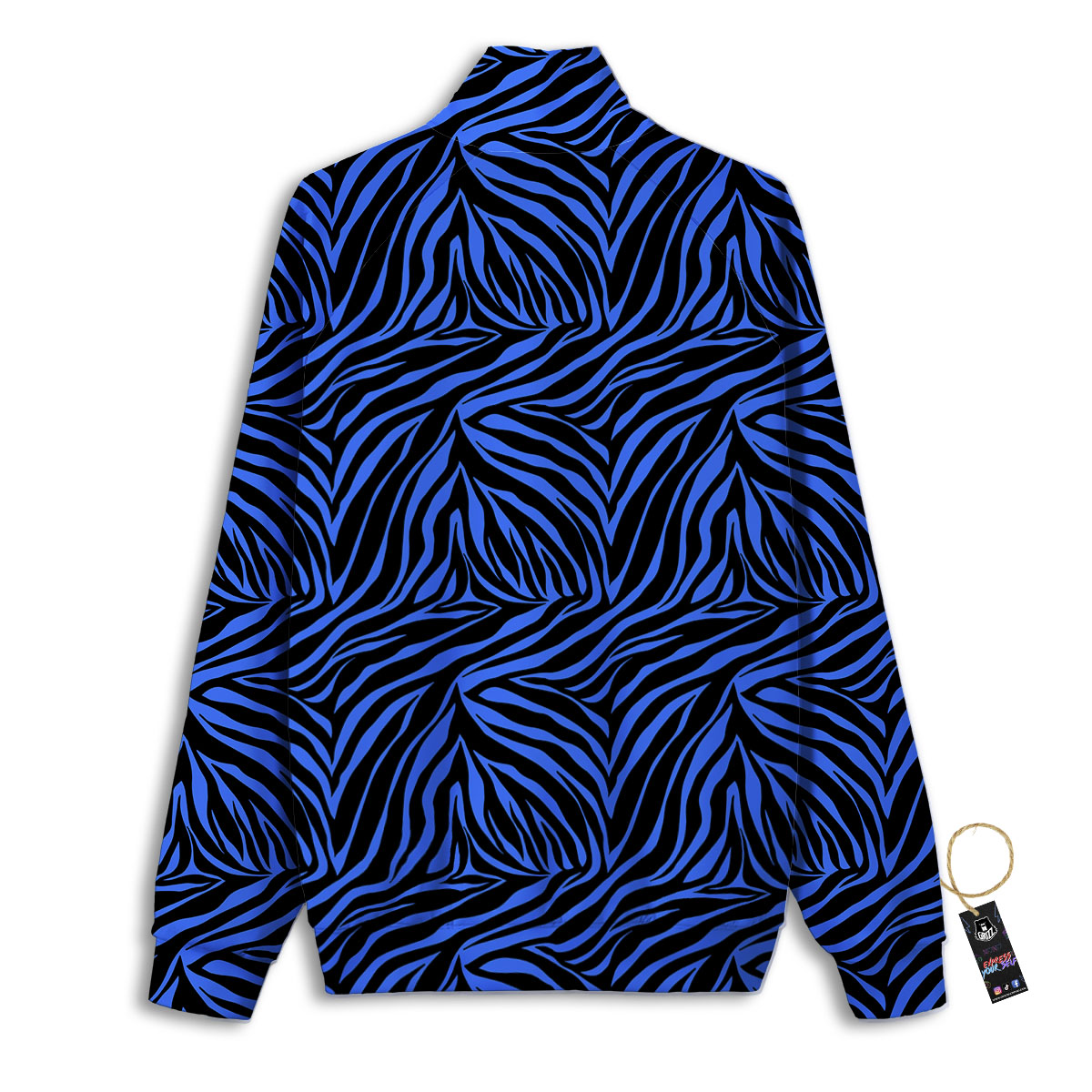 Zebra Black Blue Print Pattern Track Jacket-grizzshop
