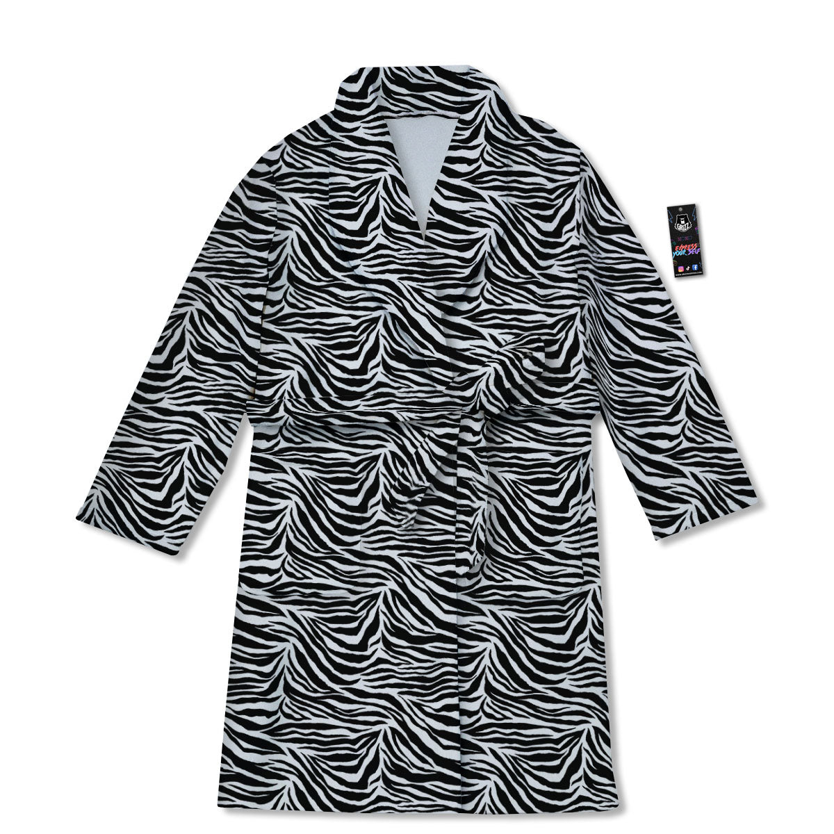Zebra Black White Print Pattern Bathrobe-grizzshop