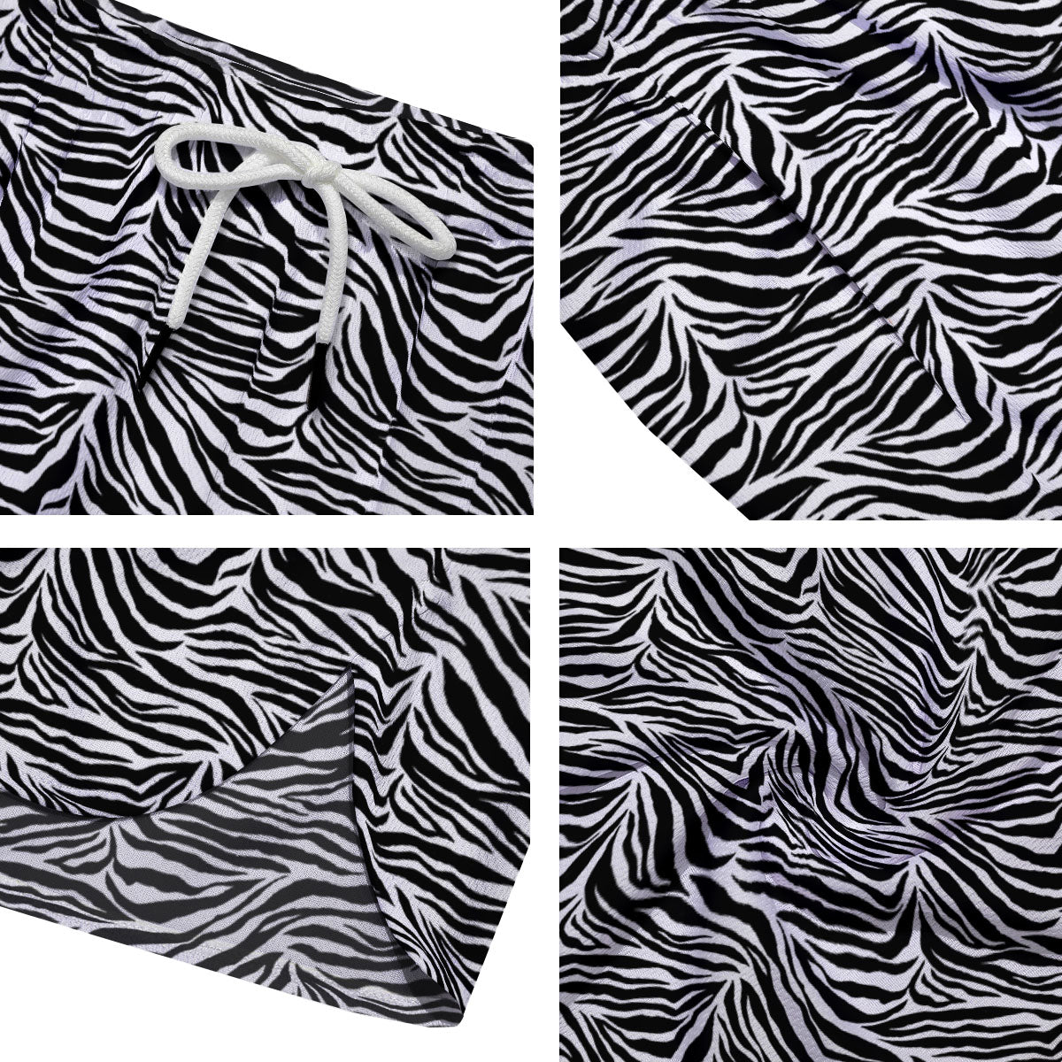 Zebra Black White Print Pattern Men's Running Shorts-grizzshop