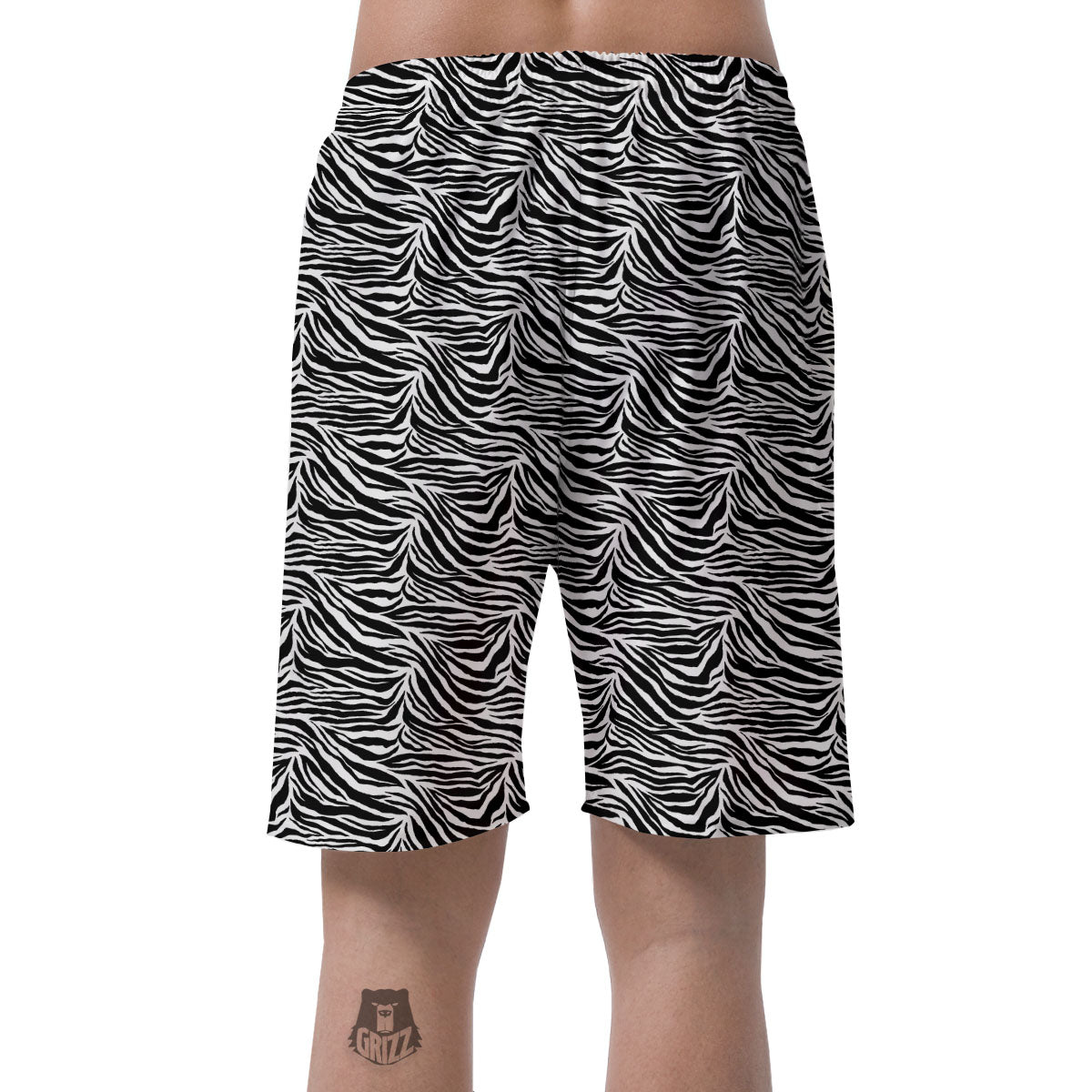 Zebra Black White Print Pattern Men's Shorts-grizzshop
