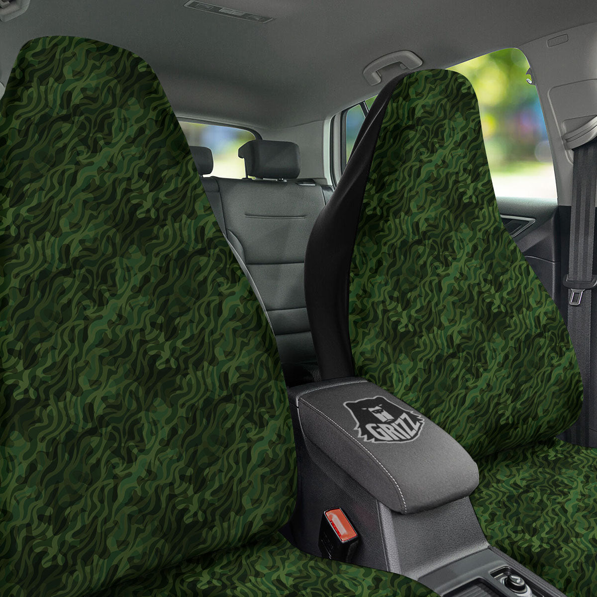 Zebra Camo Green Print Pattern Car Seat Covers-grizzshop