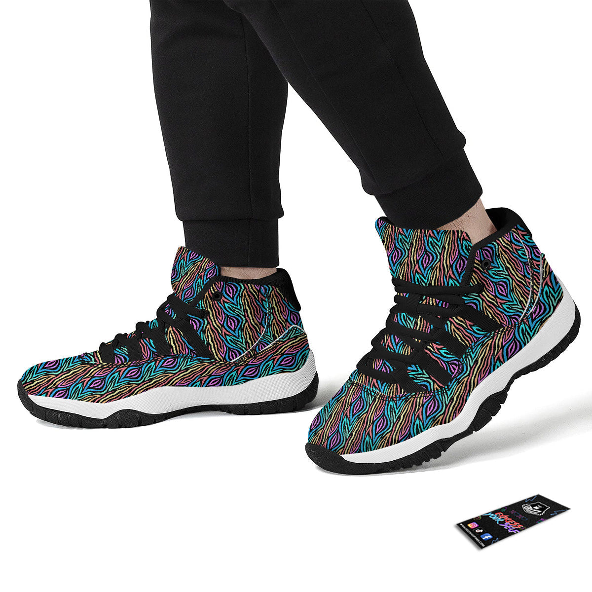Zebra Colorful Print Pattern Black Bball Shoes-grizzshop