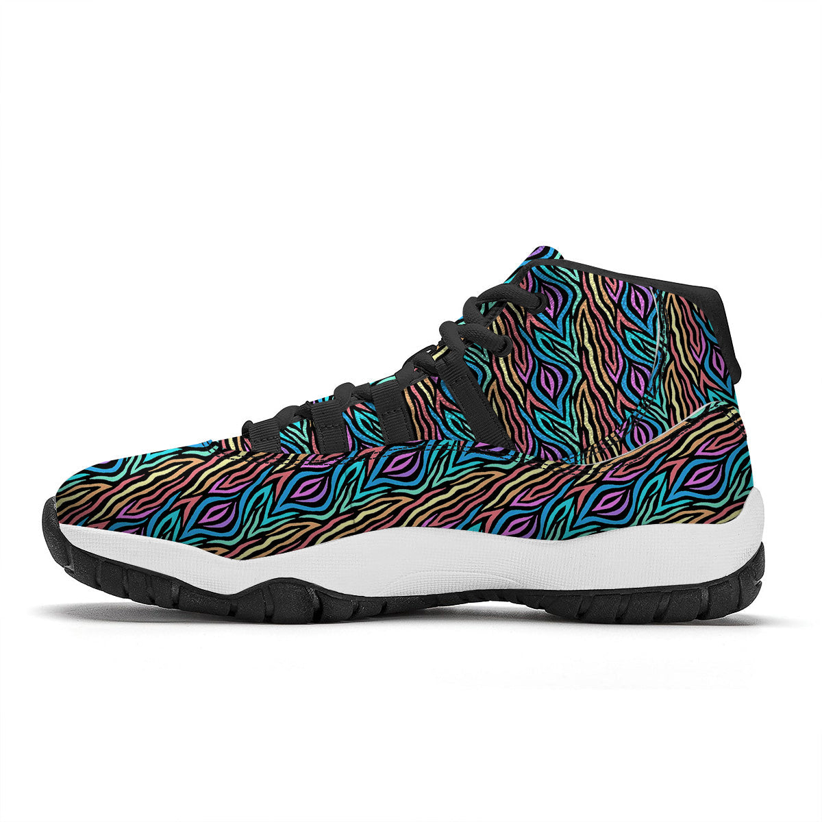Zebra Colorful Print Pattern Black Bball Shoes-grizzshop