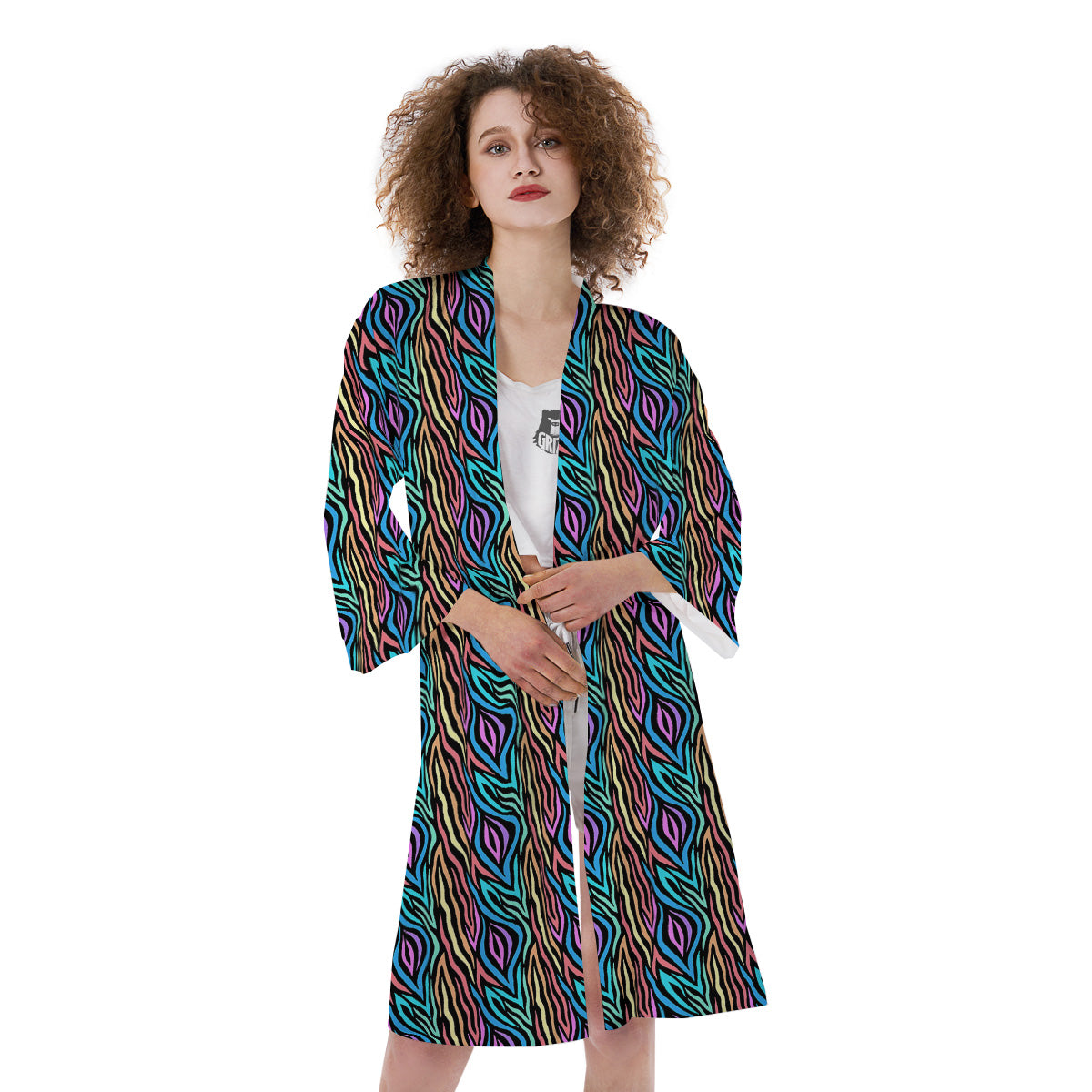 Zebra Colorful Print Pattern Kimono-grizzshop