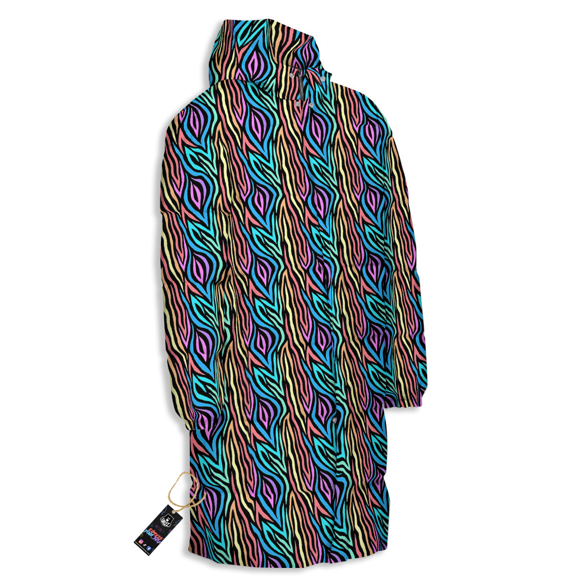 Zebra Colorful Print Pattern Long Down Jacket-grizzshop