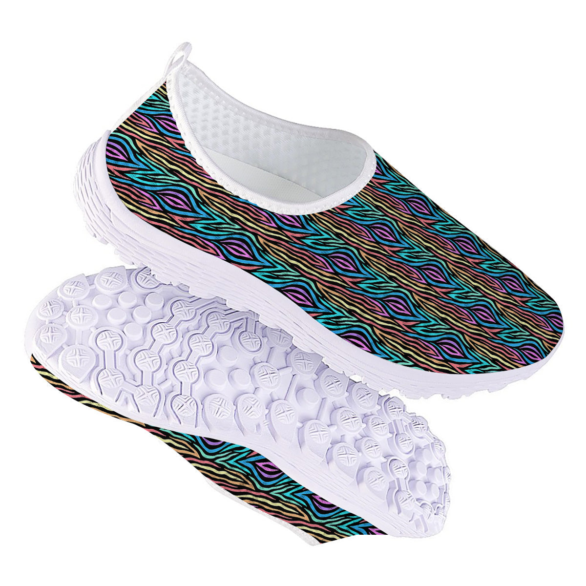 Zebra Colorful Print Pattern Nurse Shoes-grizzshop