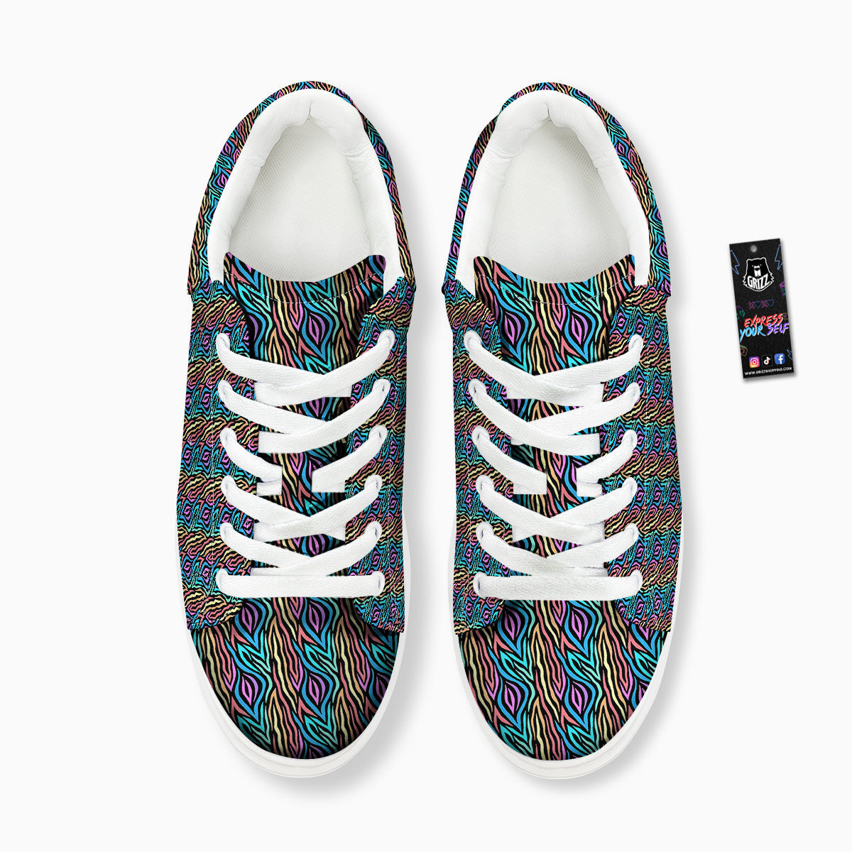 Zebra Colorful Print Pattern Platform Shoes-grizzshop