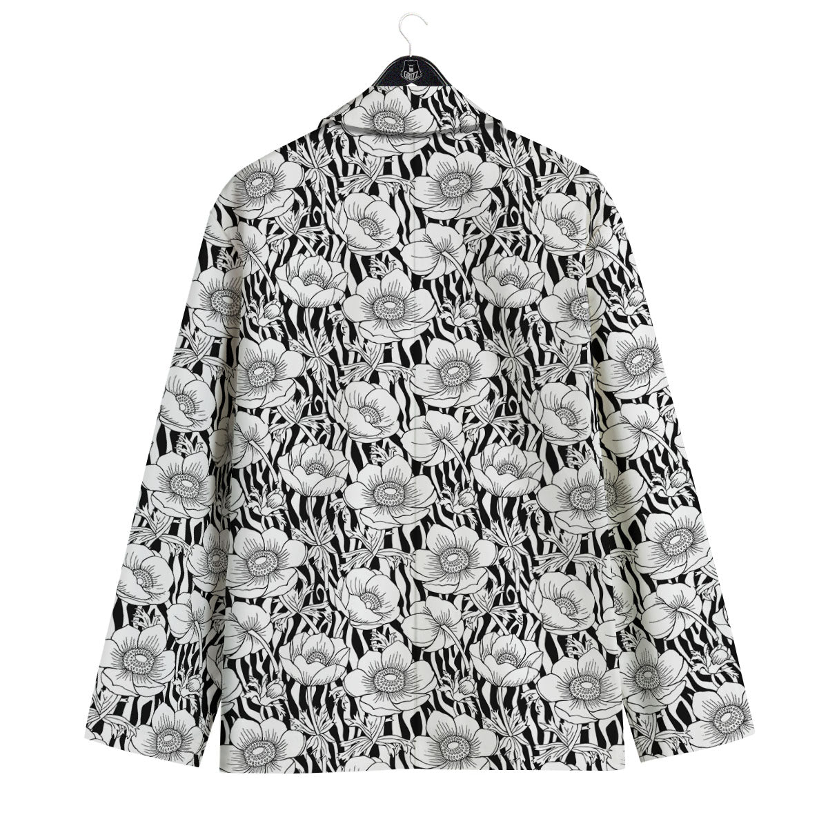 Zebra Flower Black White Print Pattern Men's Sport Coat-grizzshop