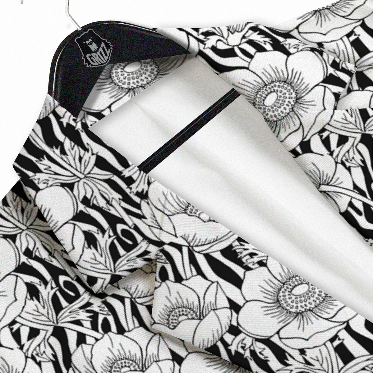 Zebra Flower Black White Print Pattern Men's Sport Coat-grizzshop