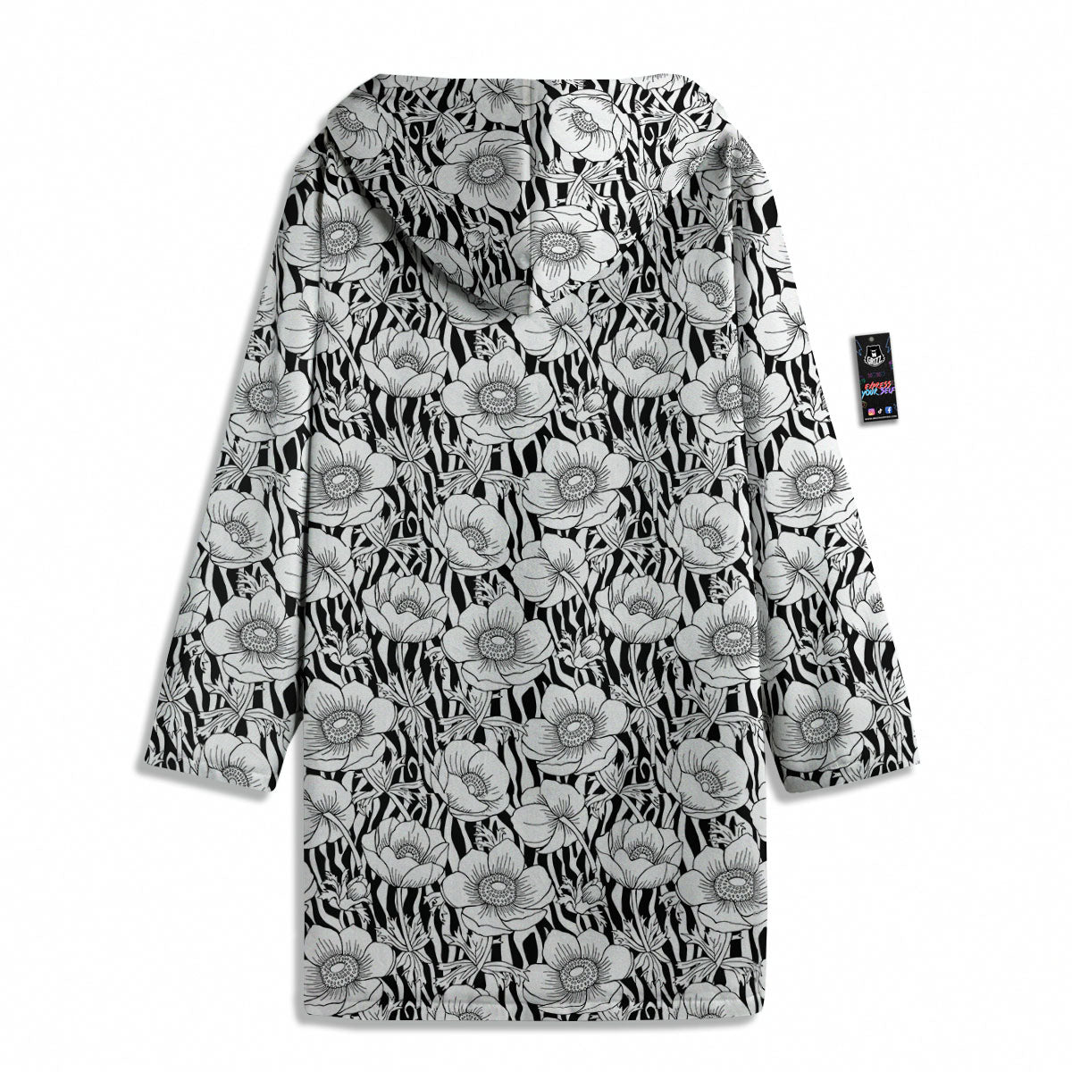 Zebra Flower Black White Print Pattern Men's Windbreaker Jacket-grizzshop