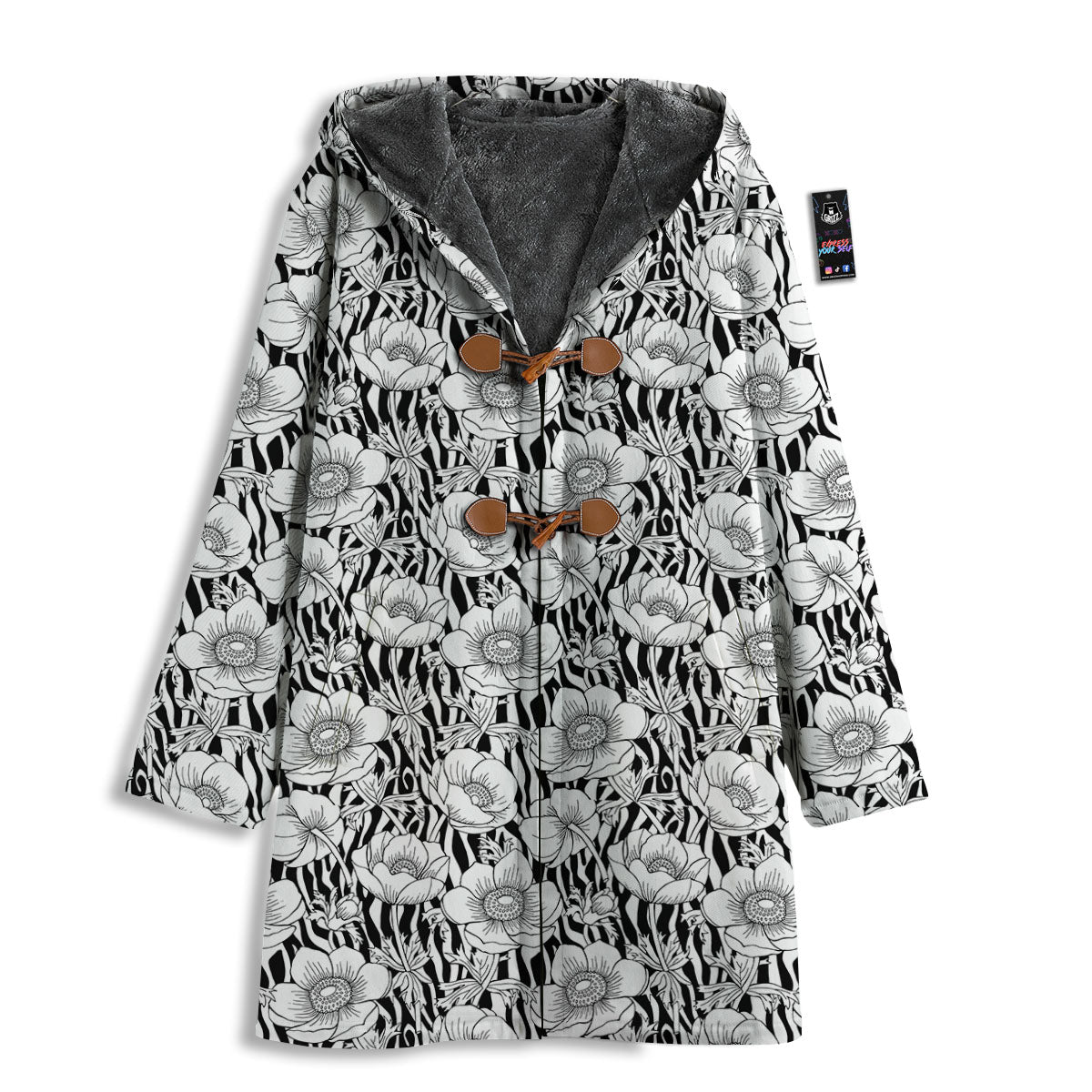 Zebra Flower Black White Print Pattern Men's Windbreaker Jacket-grizzshop