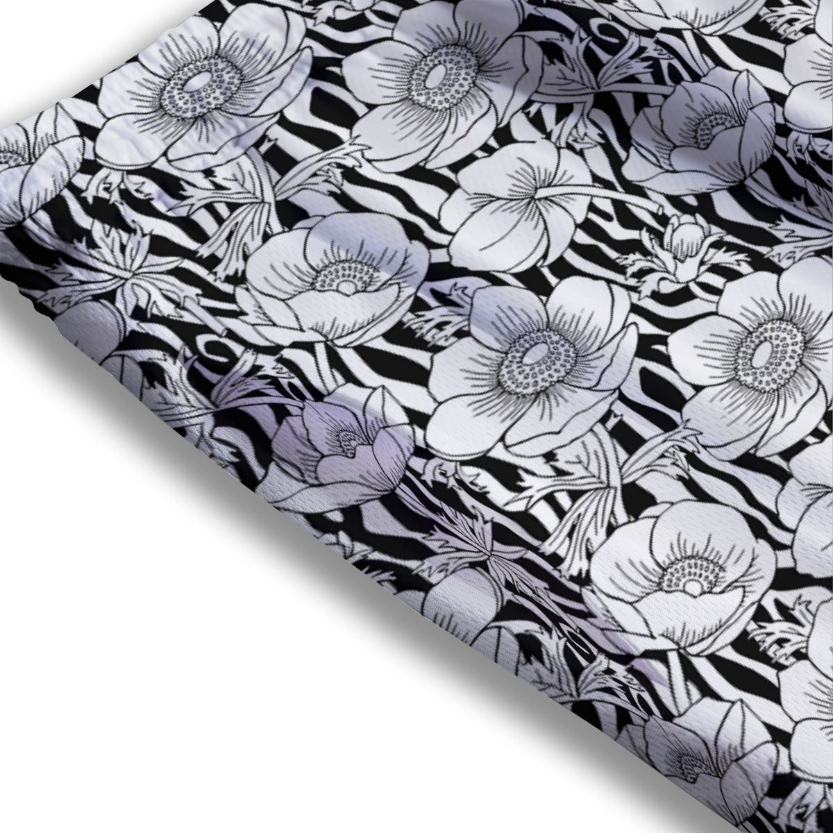 Zebra Flower Black White Print Pattern Mesh Shorts-grizzshop