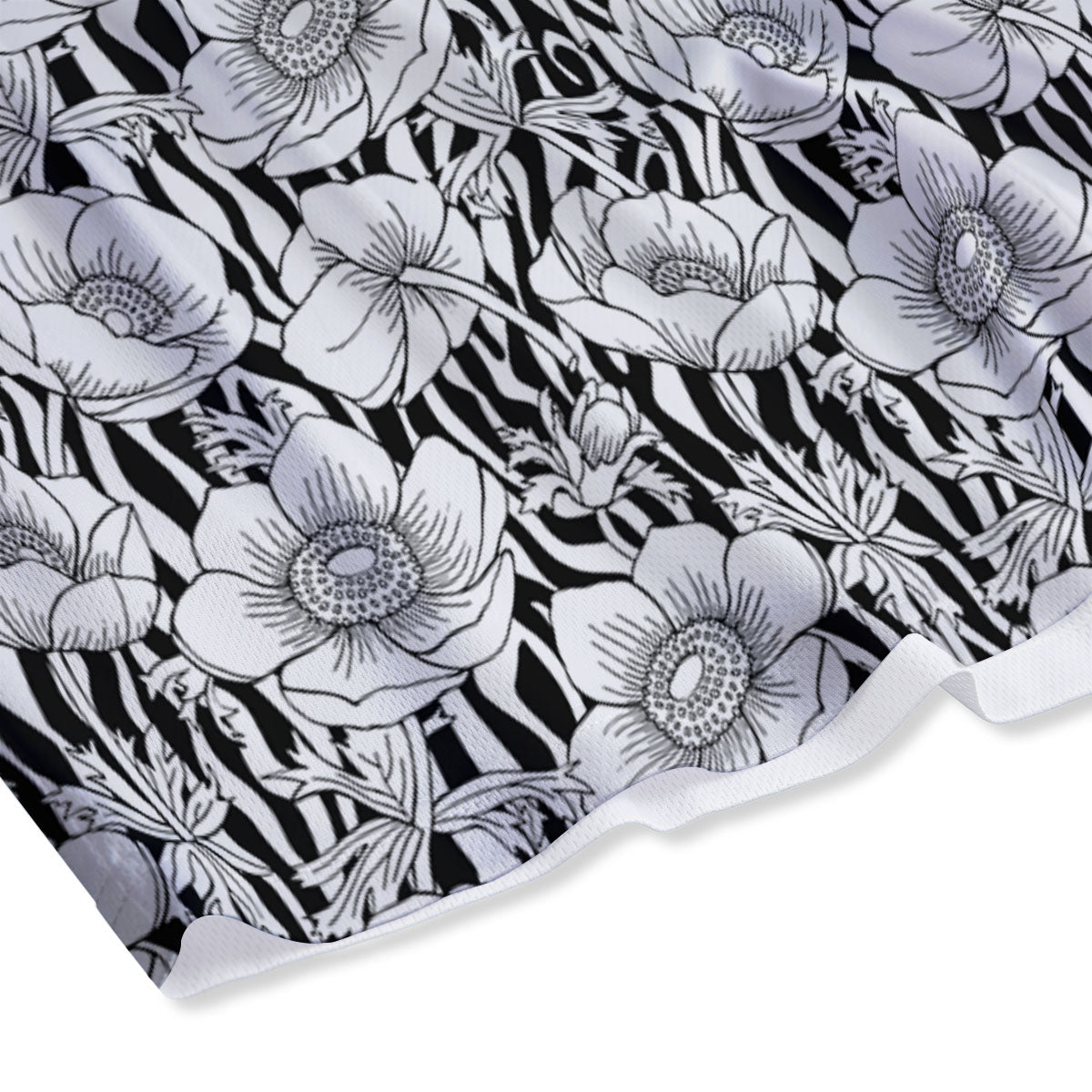 Zebra Flower Black White Print Pattern Mesh Shorts-grizzshop