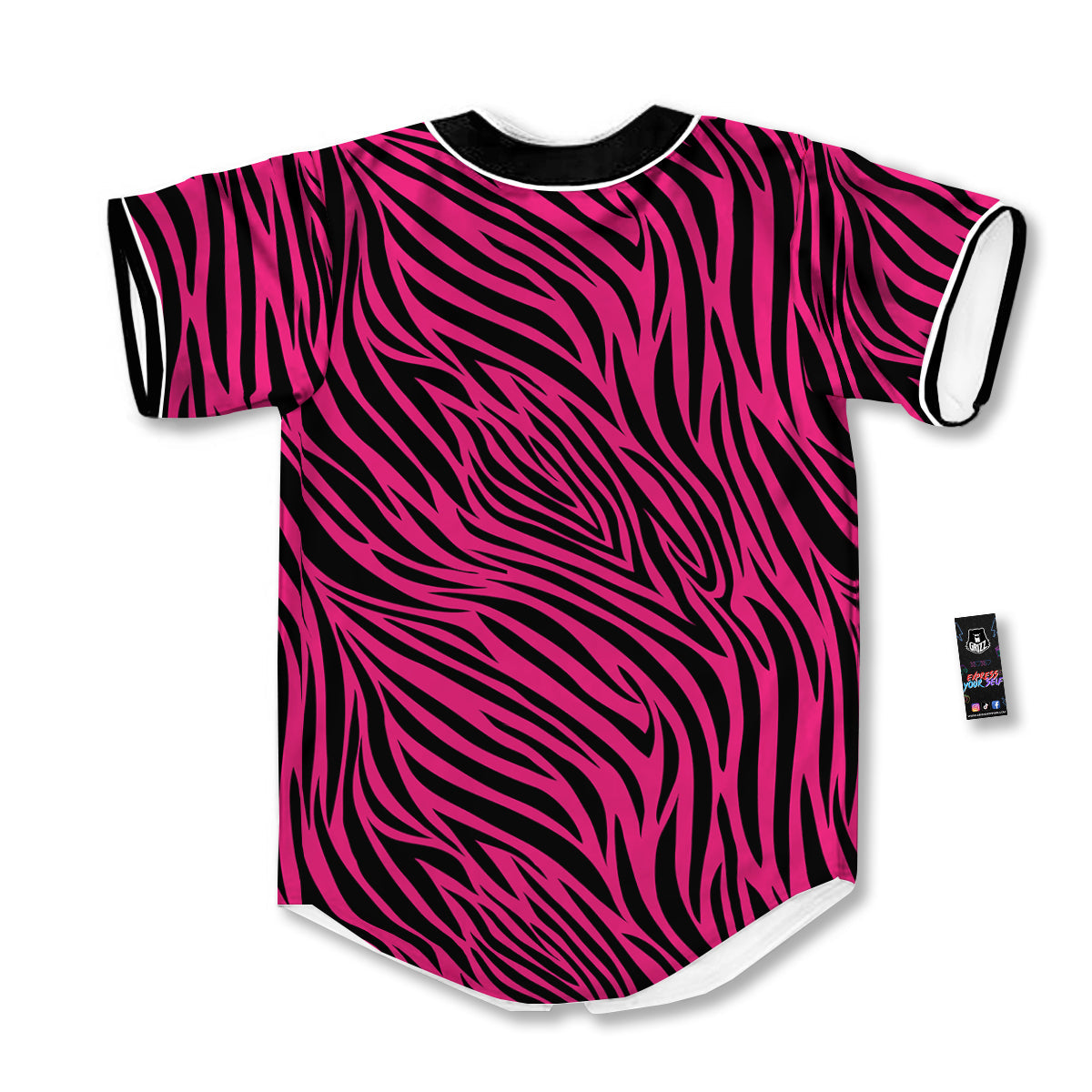 Zebra Hot Pink Print Pattern Baseball Jersey-grizzshop