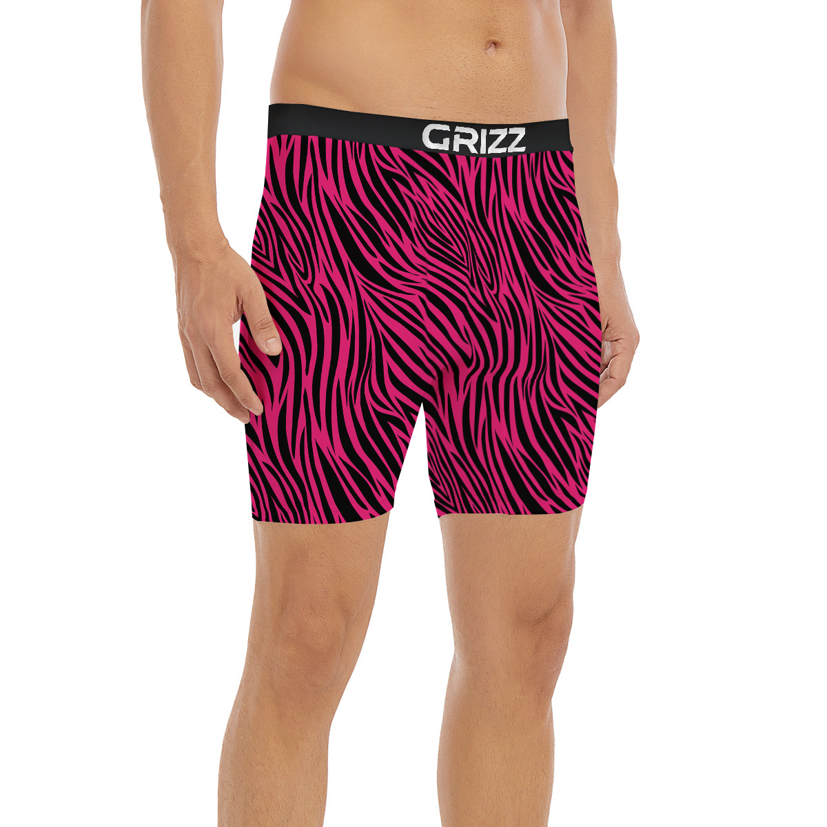 Zebra Hot Pink Print Pattern Boxer Briefs-grizzshop