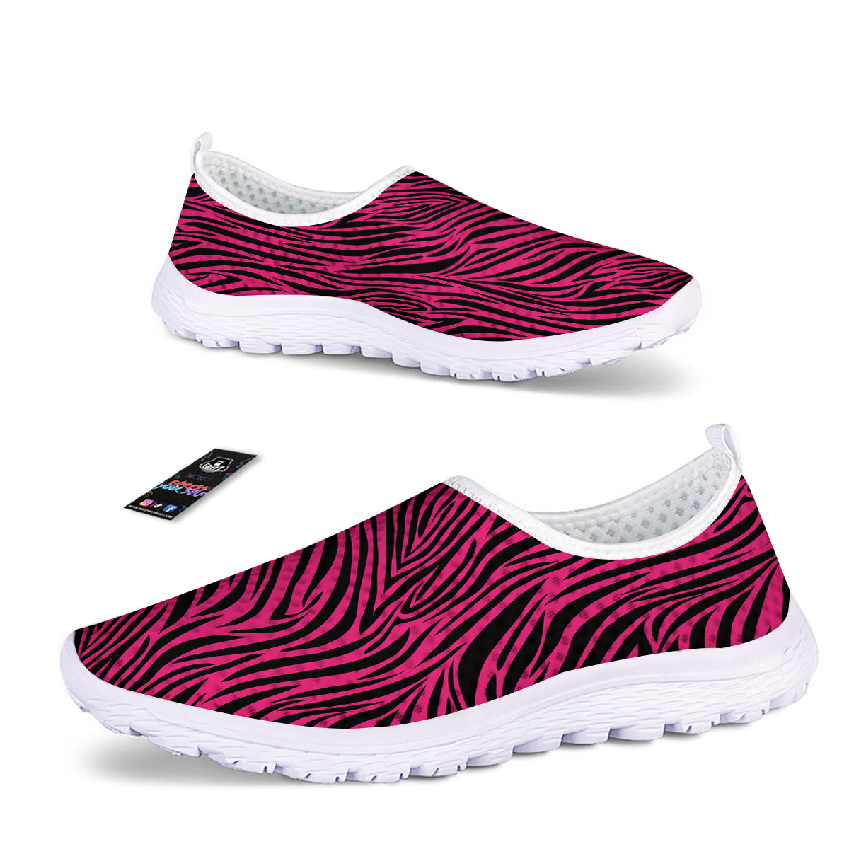 Zebra Hot Pink Print Pattern Nurse Shoes-grizzshop