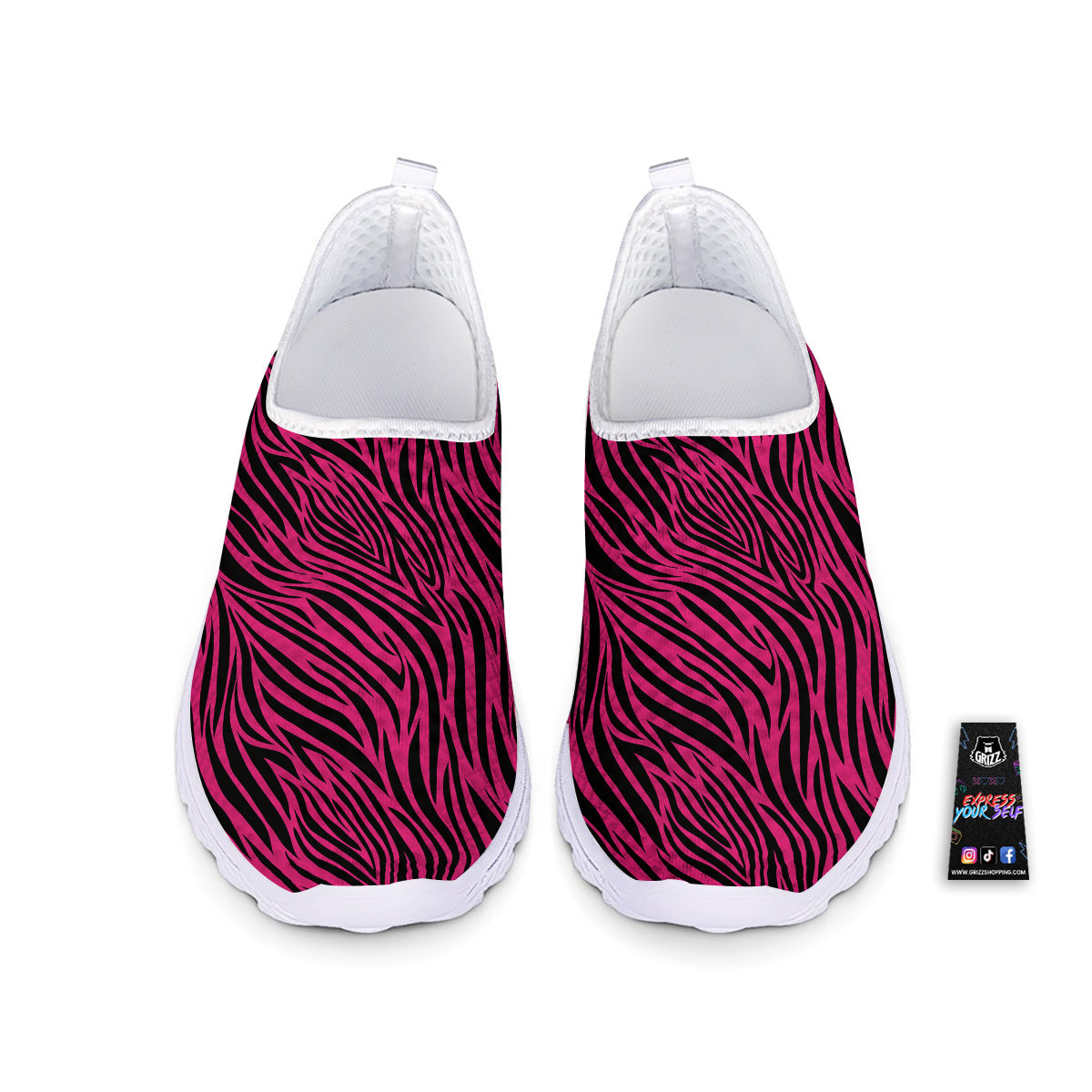 Zebra Hot Pink Print Pattern Nurse Shoes-grizzshop