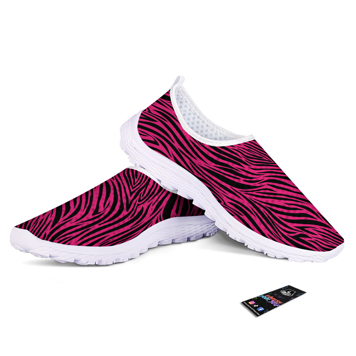 Zebra Hot Pink Print Pattern Nurse Shoes-grizzshop