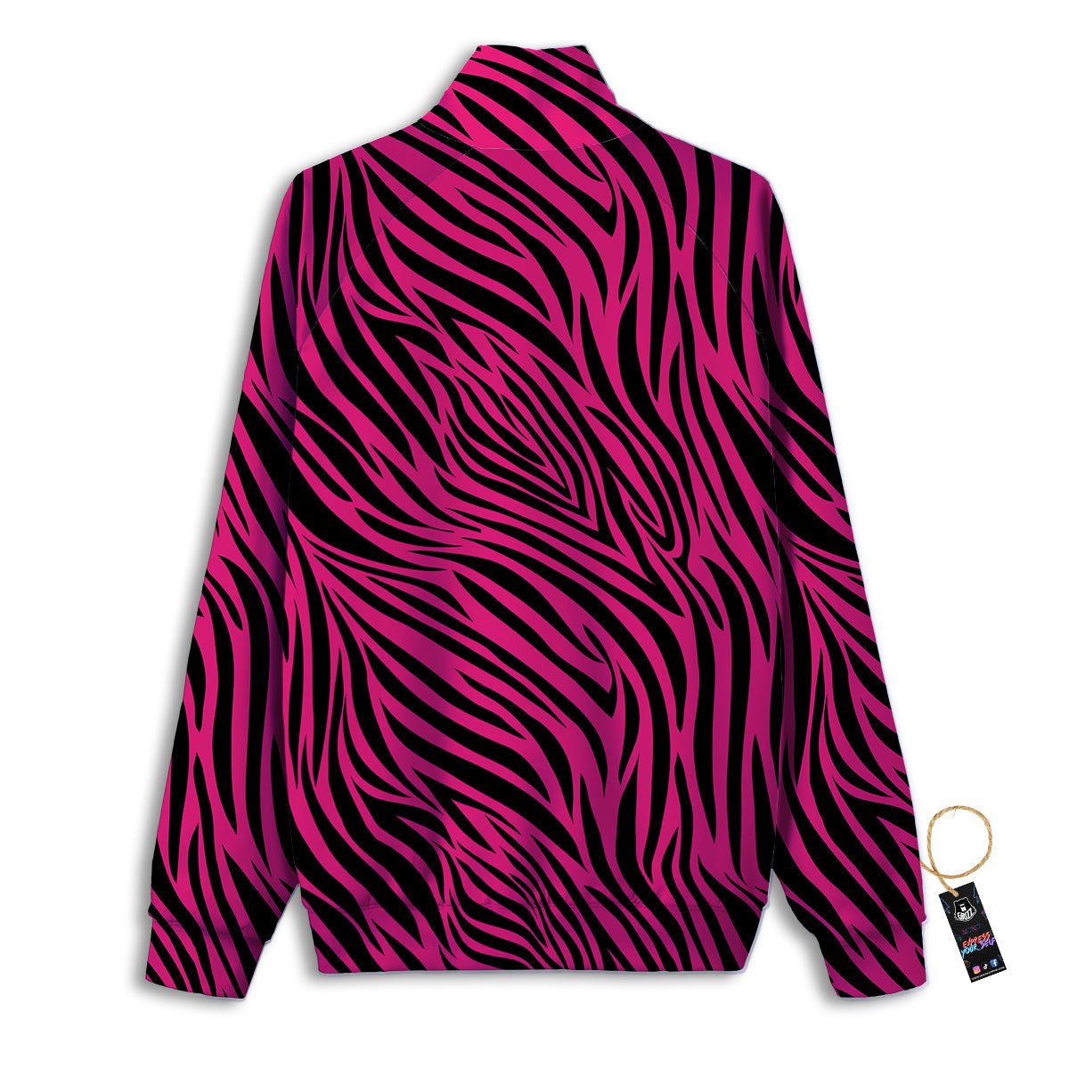 Zebra Hot Pink Print Pattern Track Jacket-grizzshop