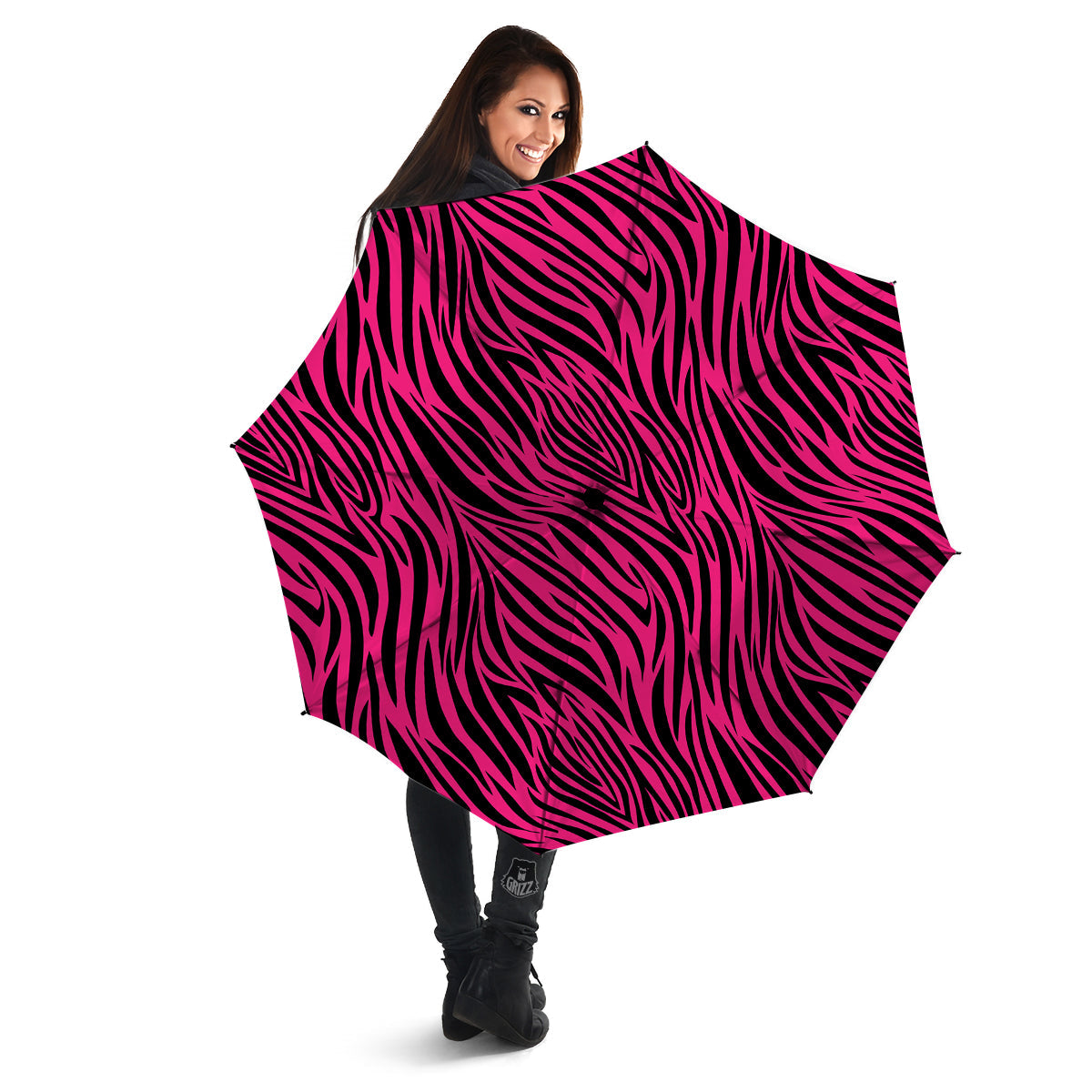 Zebra Hot Pink Print Pattern Umbrella-grizzshop