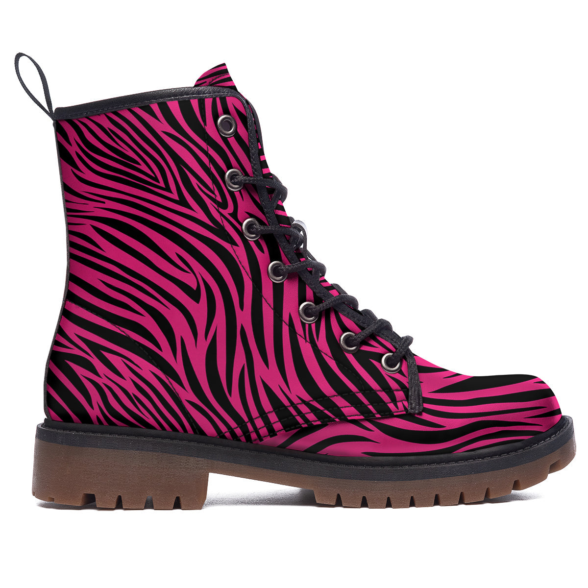Zebra Hot Pink Print Pattern Work Boots-grizzshop