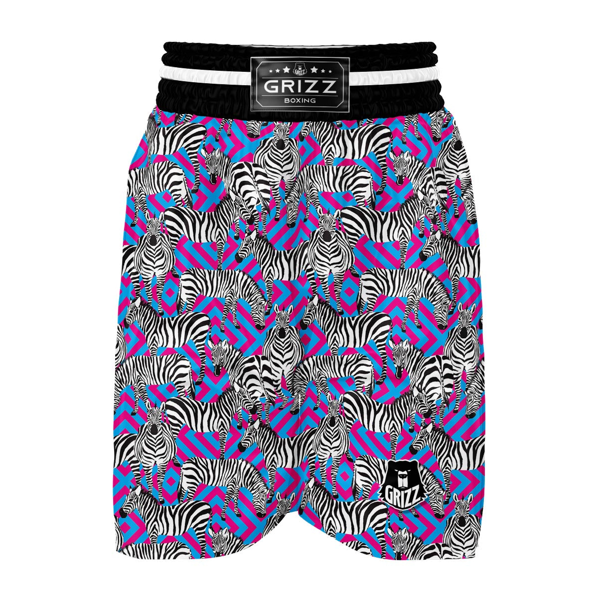 Zebra Neon Pattern Print Boxing Shorts-grizzshop