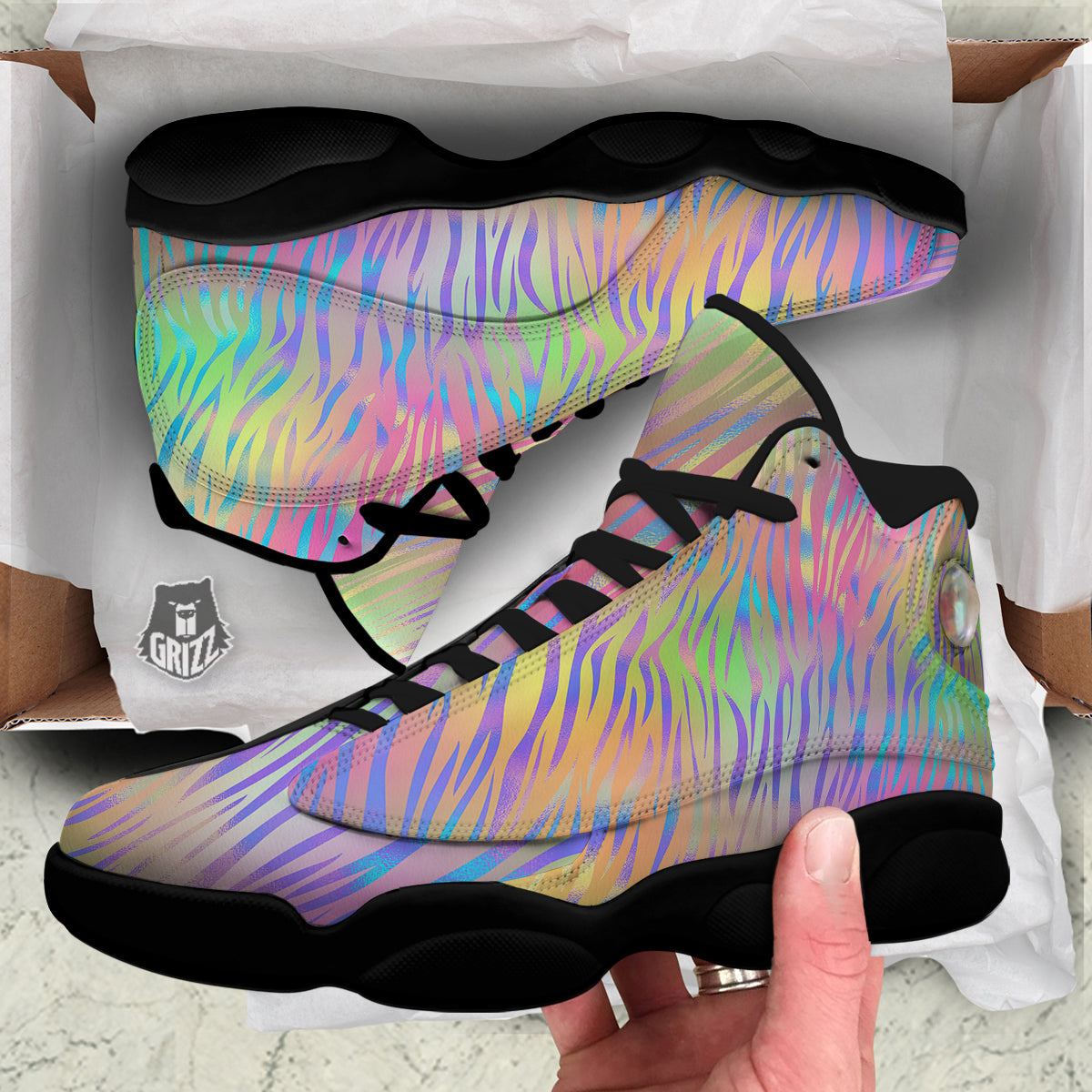 Zebra Pastel Print Pattern Black Basketball Shoes-grizzshop